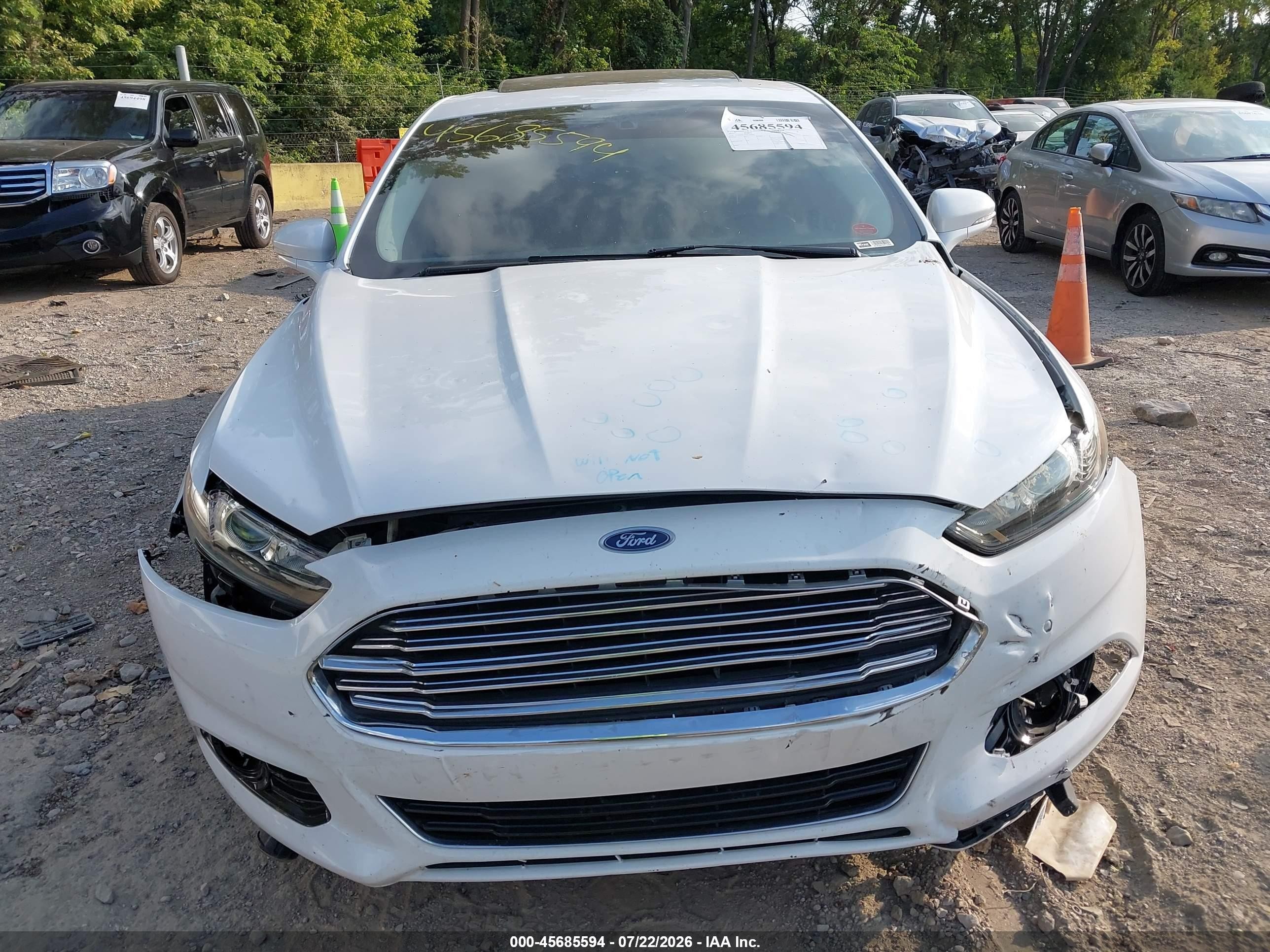 2015 Ford Fusion Titanium White vin: 3FA6P0K94FR130265