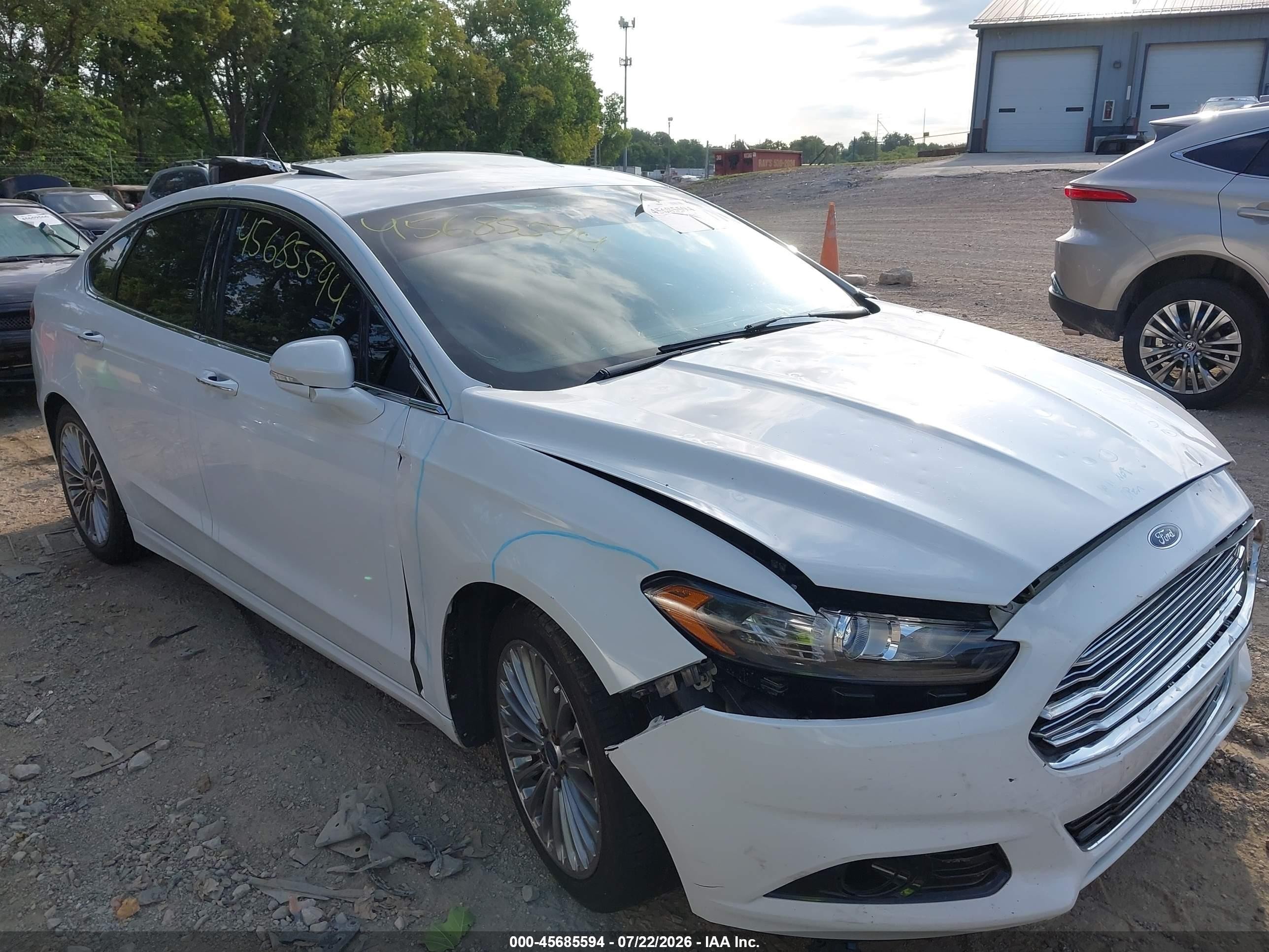 2015 Ford Fusion Titanium White vin: 3FA6P0K94FR130265