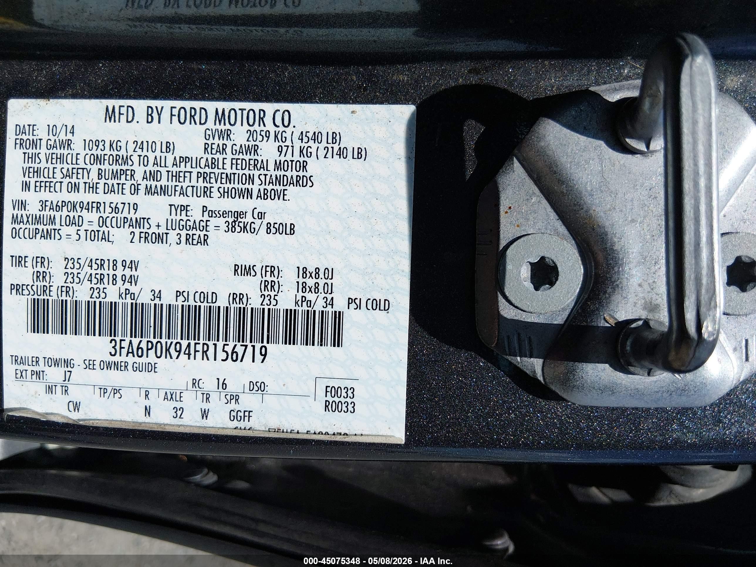 2015 Ford Fusion Titanium Серый vin: 3FA6P0K94FR156719