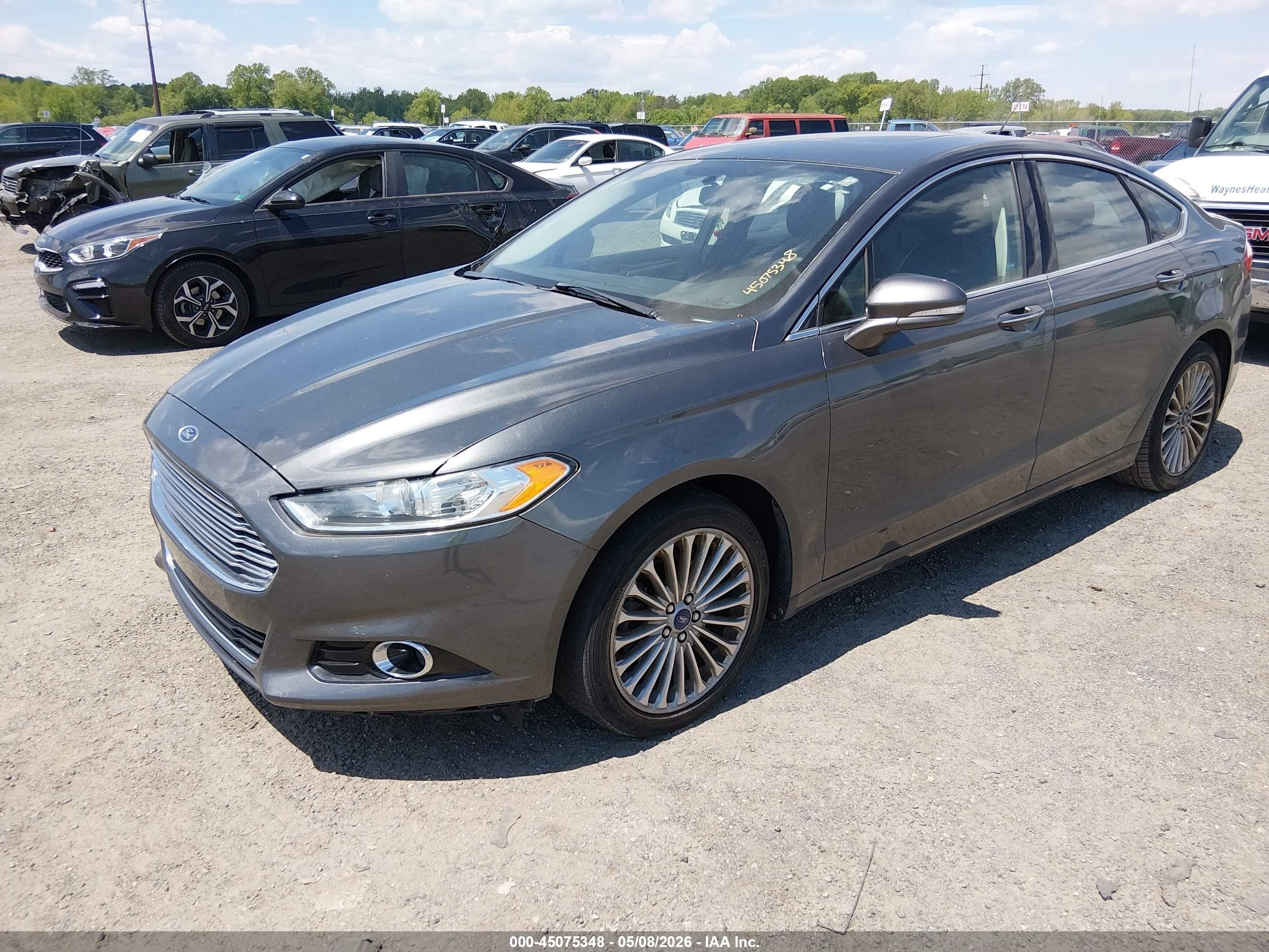 2015 Ford Fusion Titanium Серый vin: 3FA6P0K94FR156719