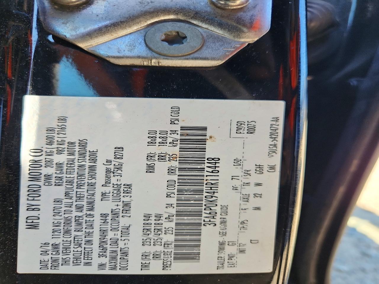 2017 Ford Fusion Titanium Black vin: 3FA6P0K94HR116448