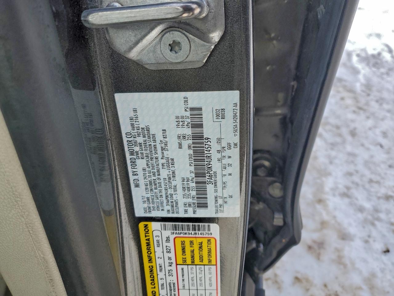 2018 Ford Fusion Titanium/platinum Gray vin: 3FA6P0K94JR145759