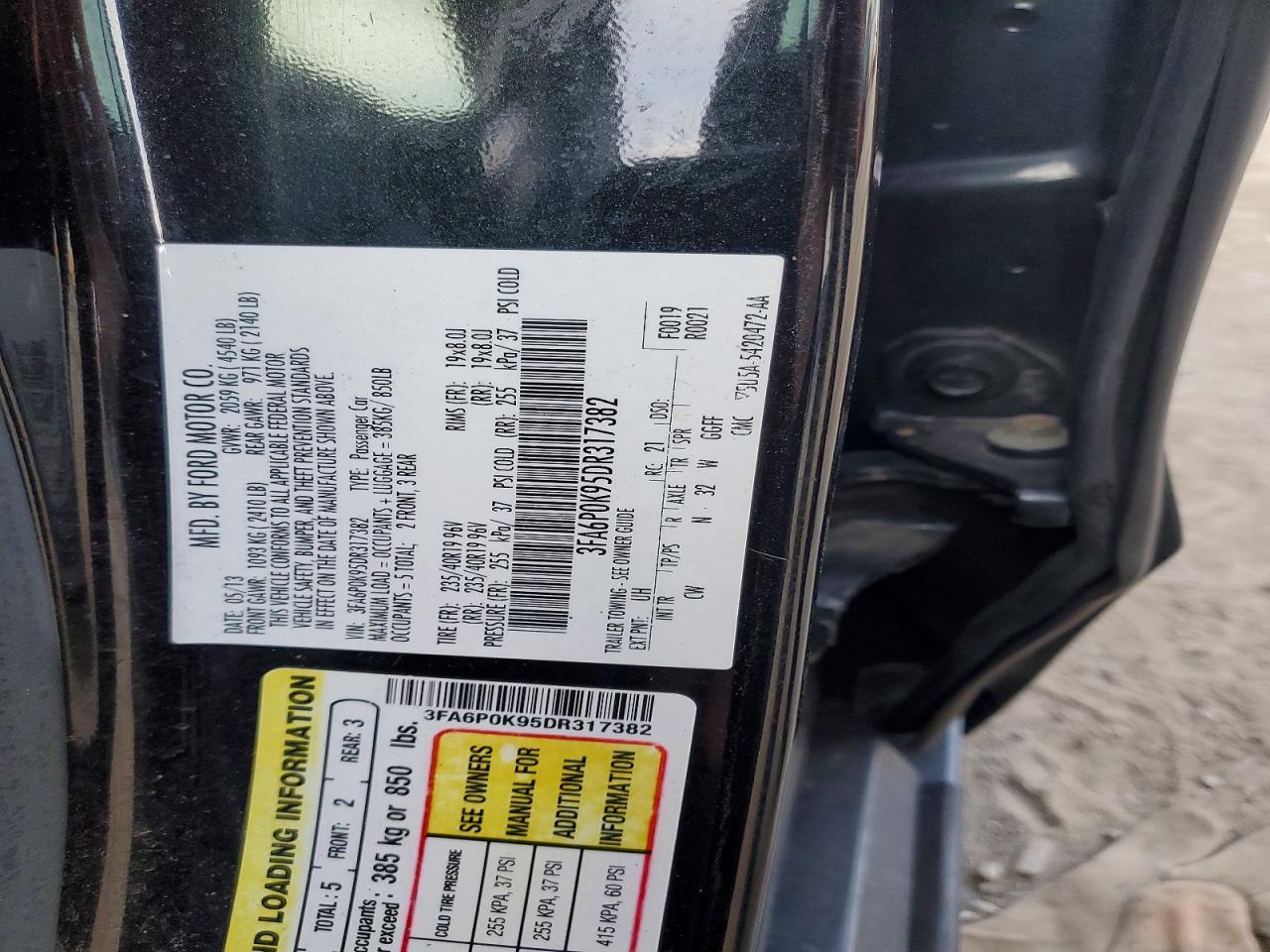 2013 Ford Fusion Titanium Black vin: 3FA6P0K95DR317382