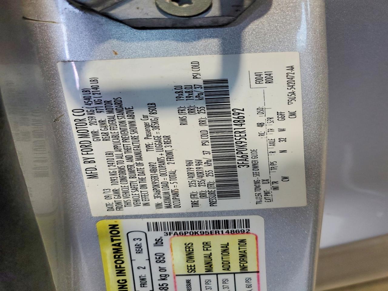 2014 Ford Fusion Titanium Silver vin: 3FA6P0K95ER148692