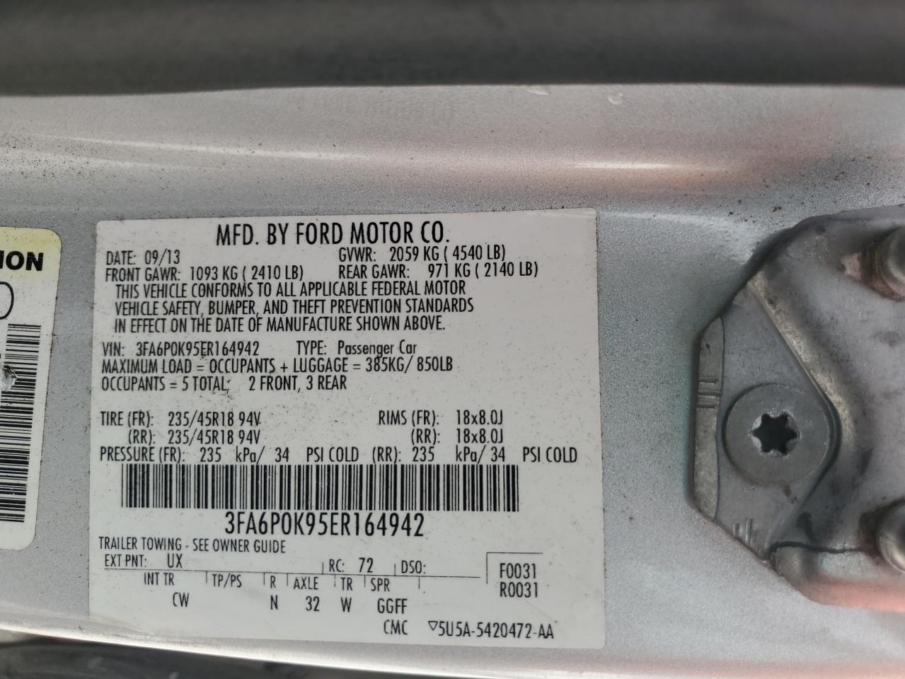 2014 Ford Fusion Titanium Silver vin: 3FA6P0K95ER164942
