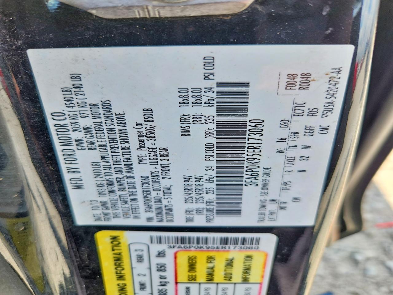 2014 Ford Fusion Titanium Black vin: 3FA6P0K95ER173060