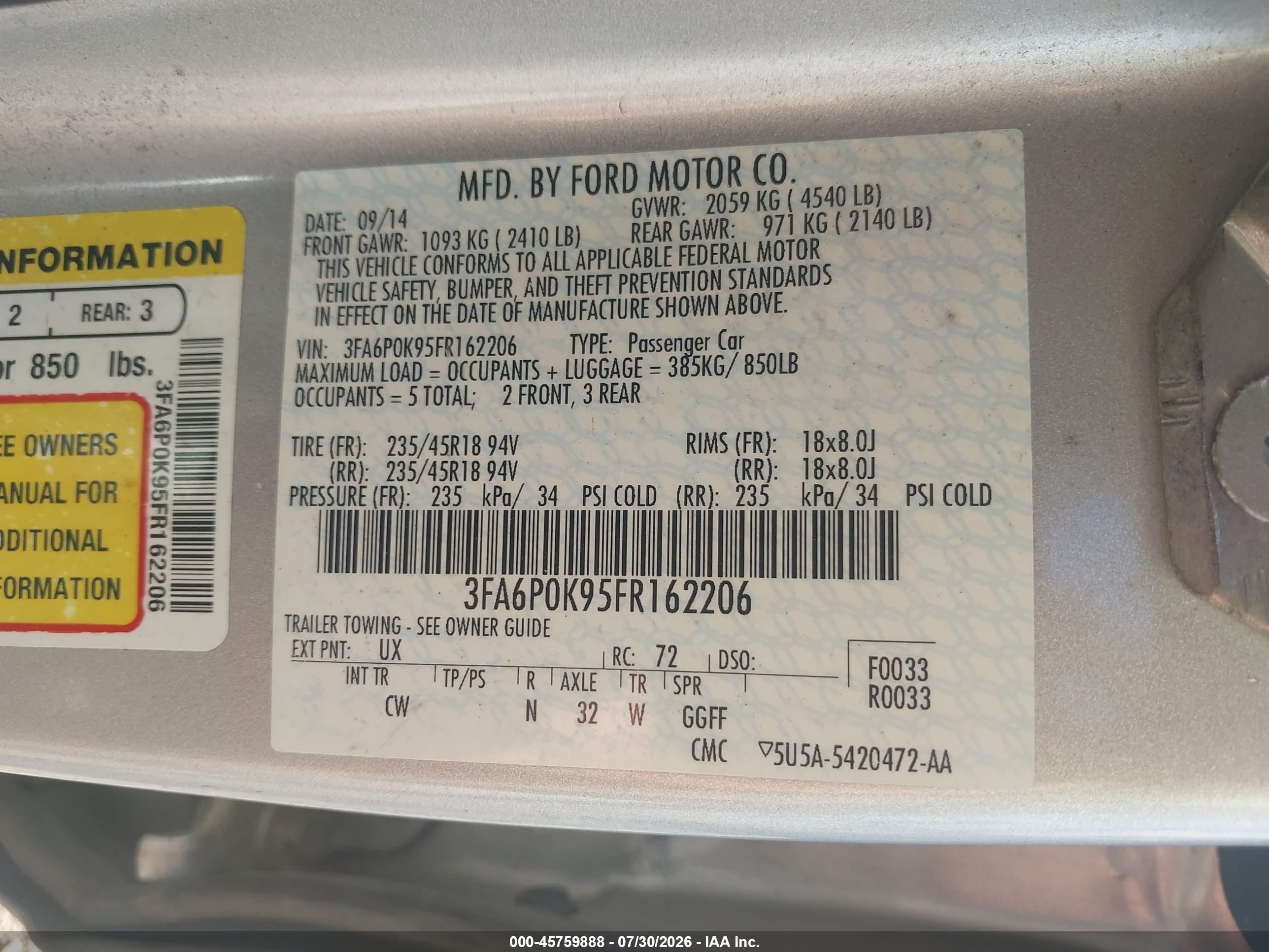 2015 Ford Fusion Titanium Серебряный vin: 3FA6P0K95FR162206
