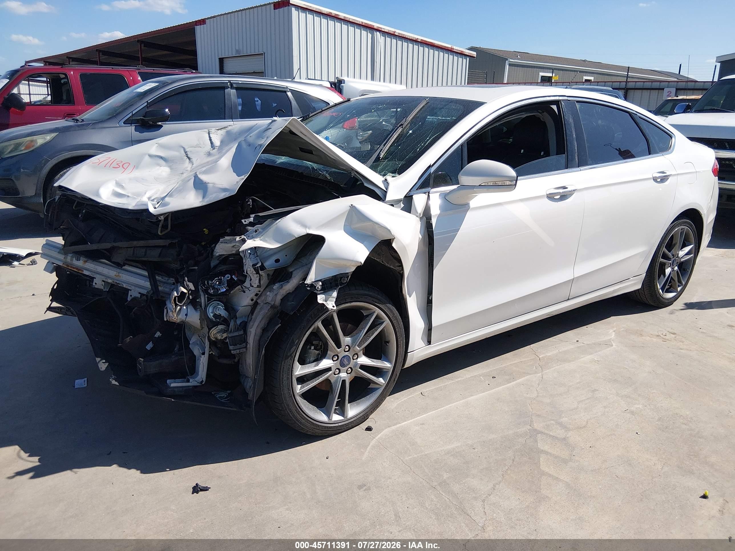 2015 Ford Fusion Titanium White vin: 3FA6P0K95FR213381