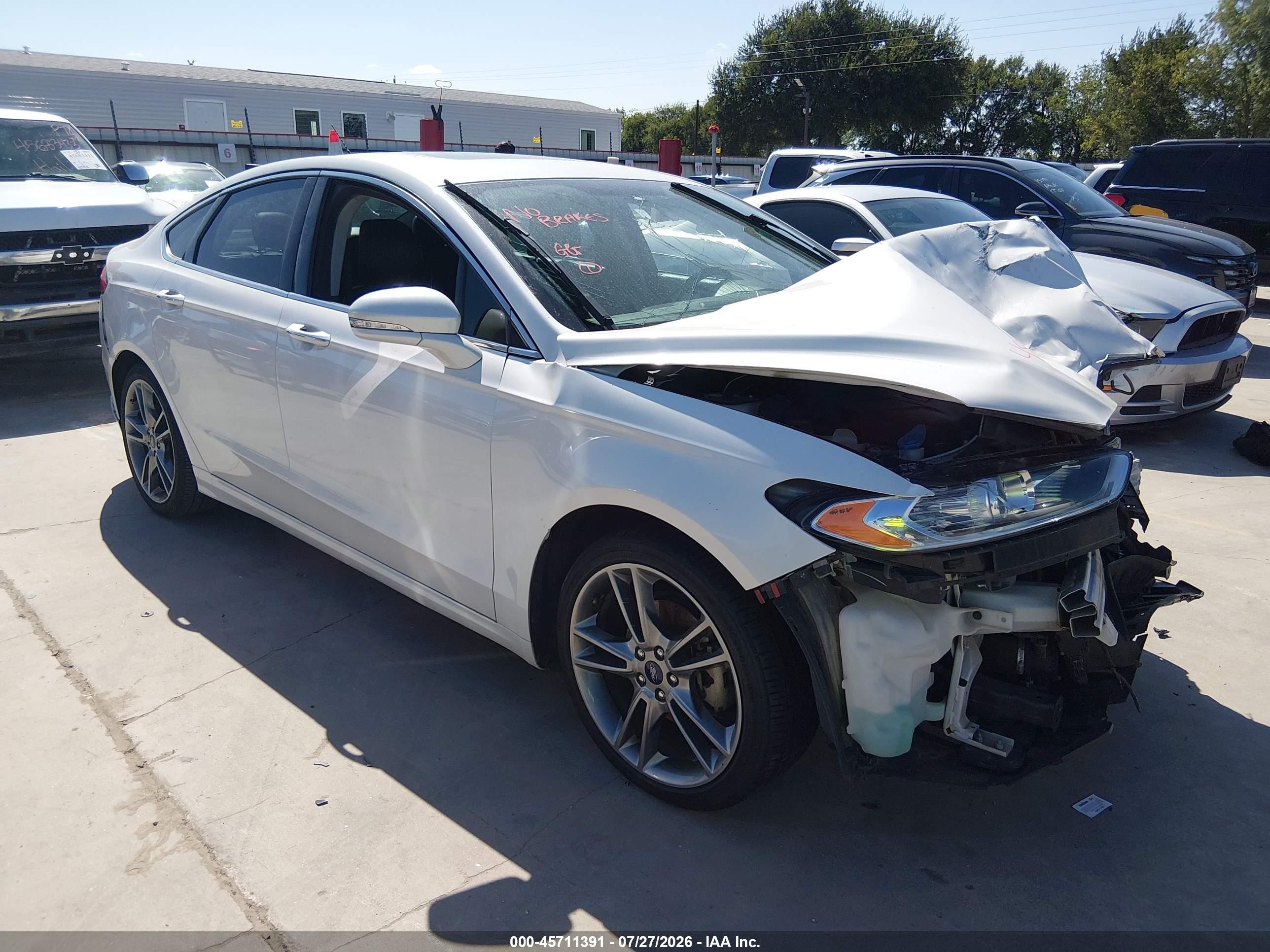 2015 Ford Fusion Titanium White vin: 3FA6P0K95FR213381