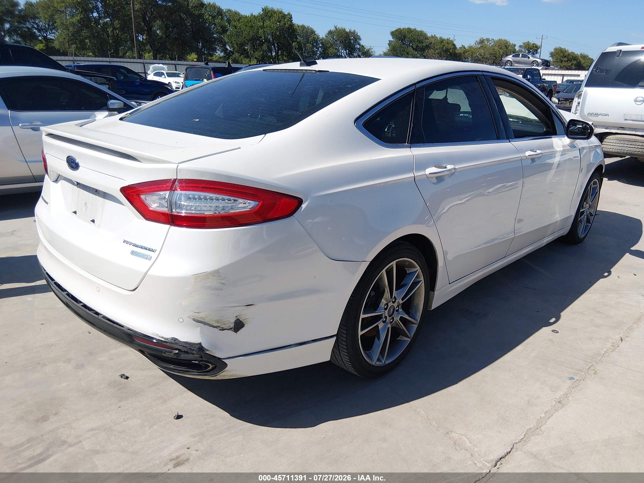 2015 Ford Fusion Titanium White vin: 3FA6P0K95FR213381