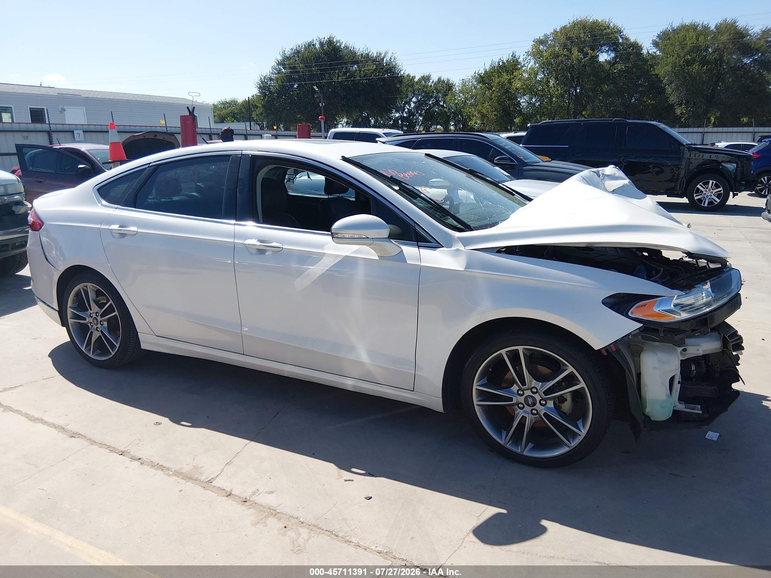 2015 Ford Fusion Titanium White vin: 3FA6P0K95FR213381