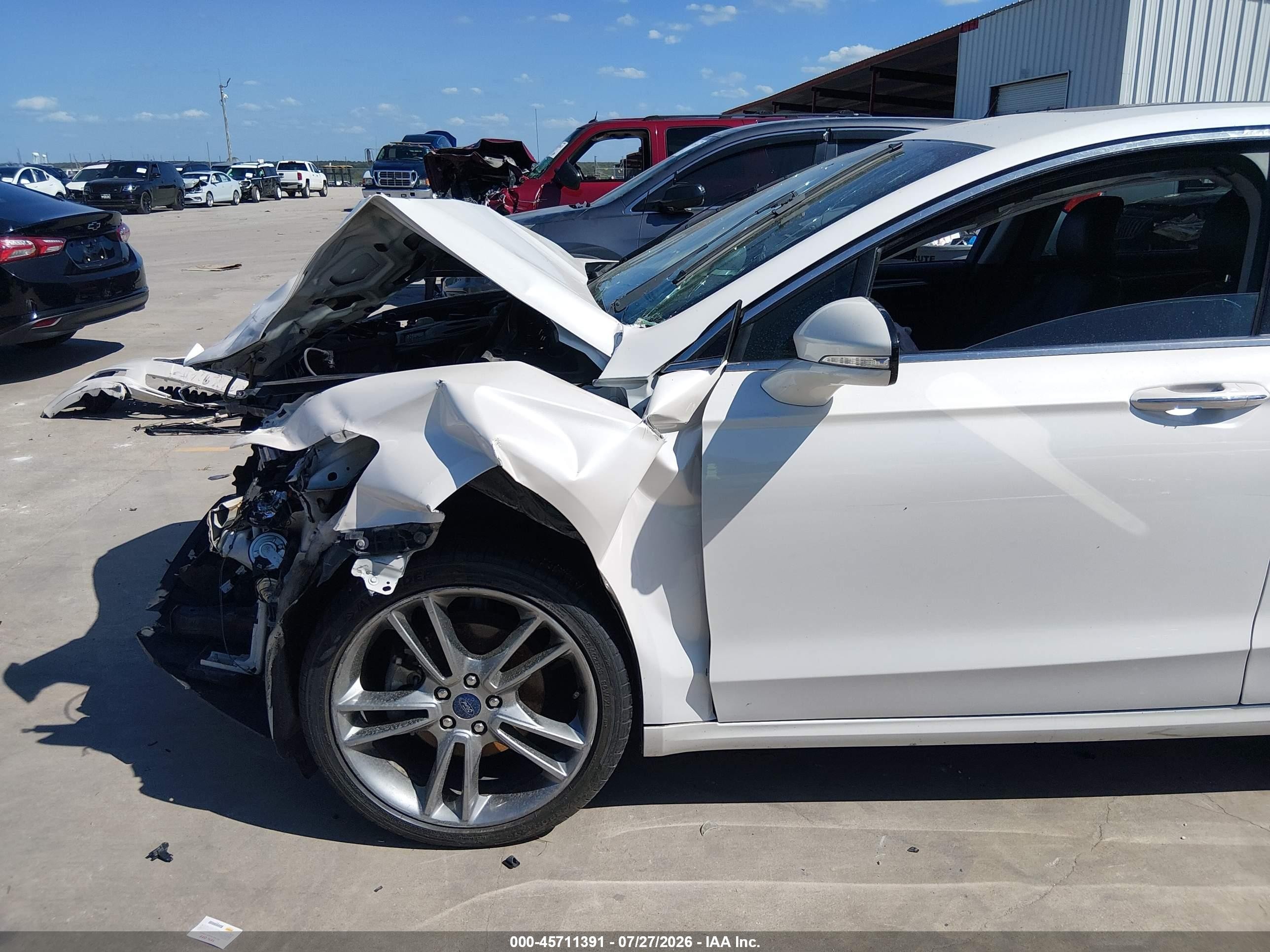 2015 Ford Fusion Titanium White vin: 3FA6P0K95FR213381