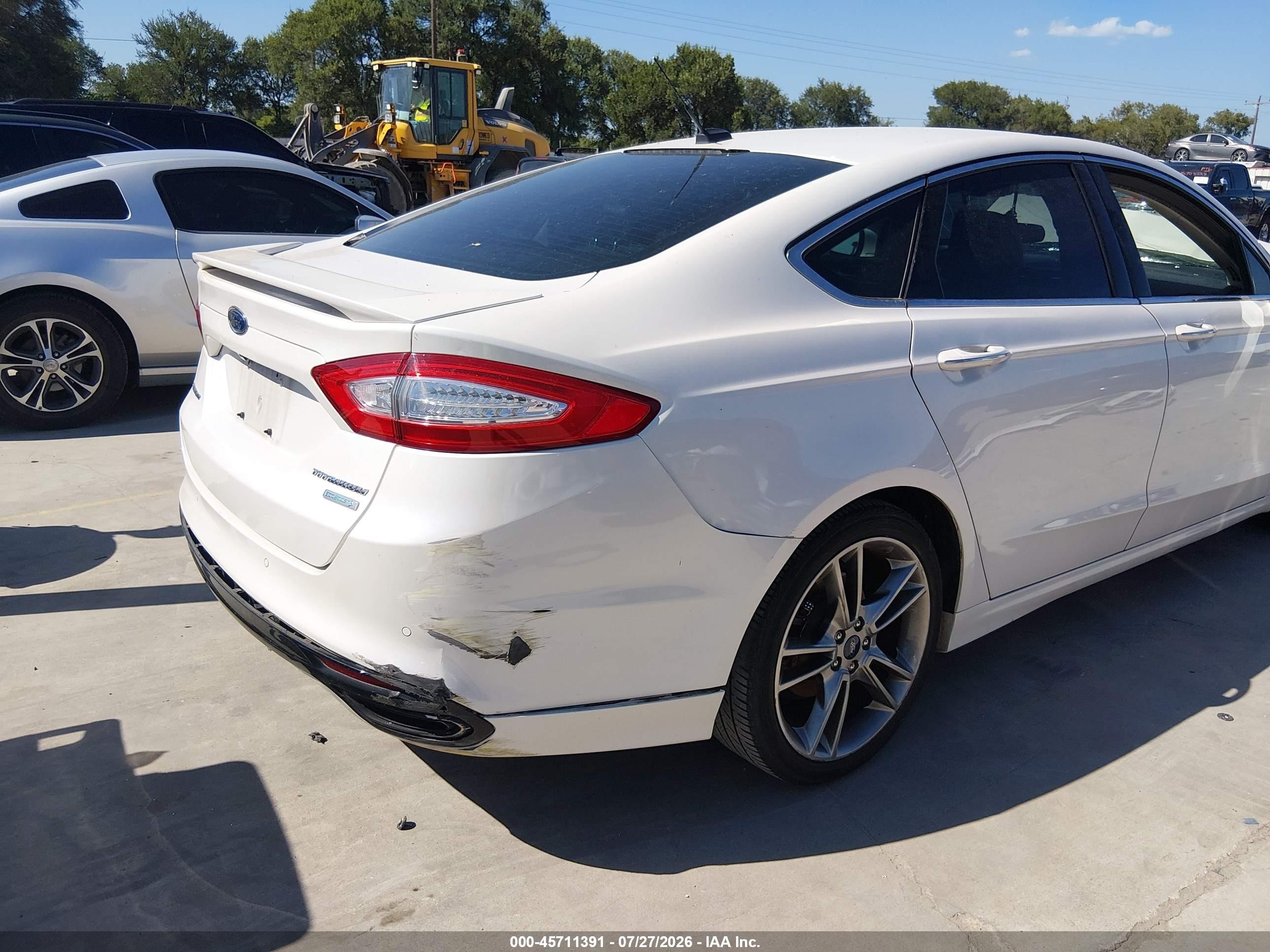2015 Ford Fusion Titanium White vin: 3FA6P0K95FR213381