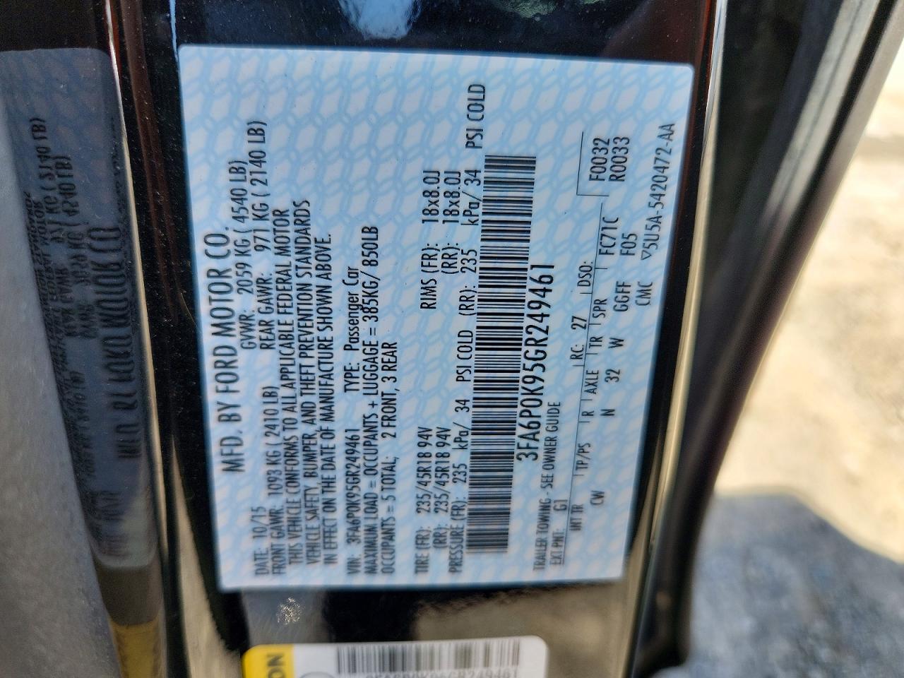 2016 Ford Fusion Titanium Black vin: 3FA6P0K95GR249461