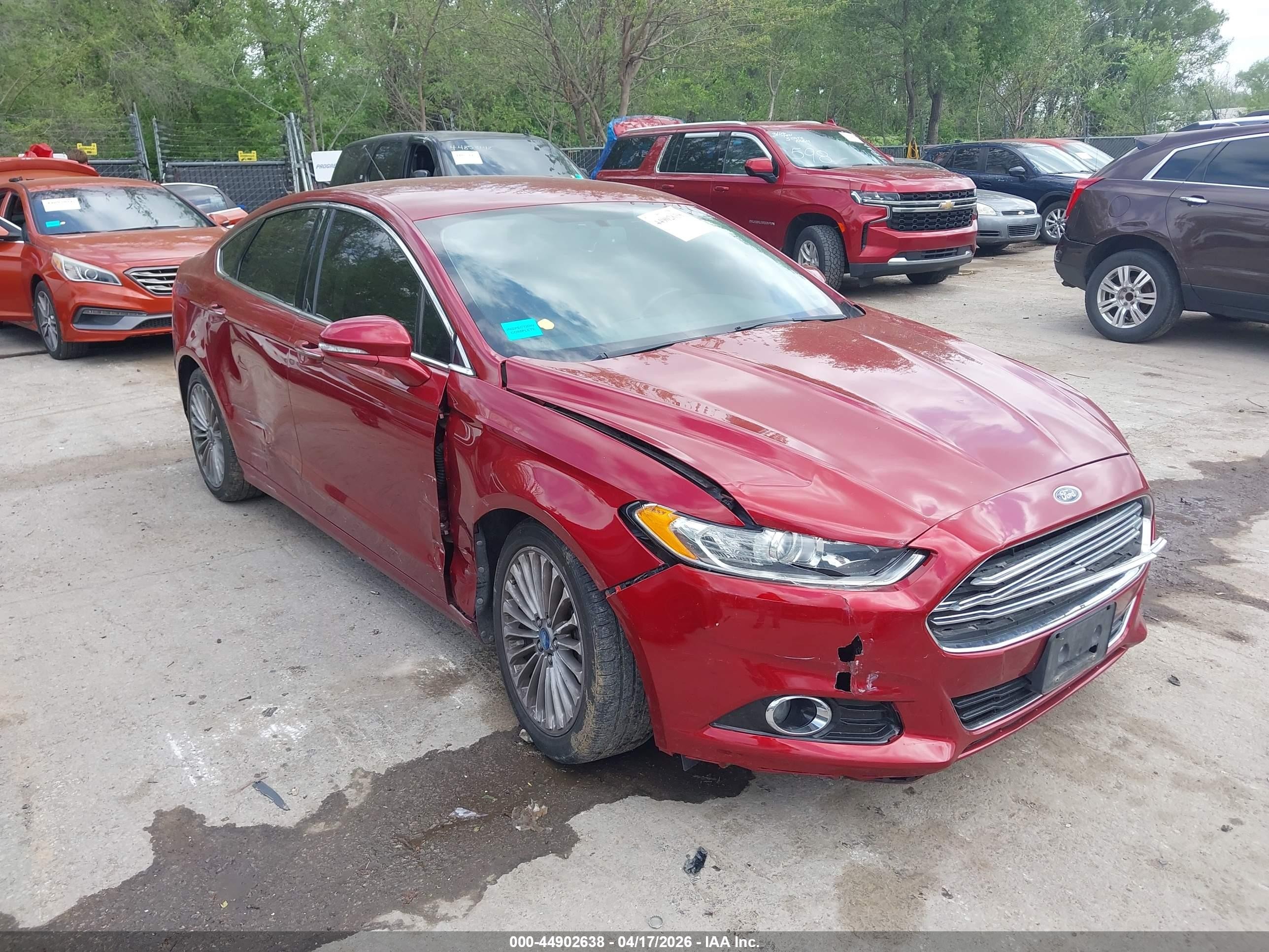 2013 Ford Fusion Titanium Red vin: 3FA6P0K96DR124139