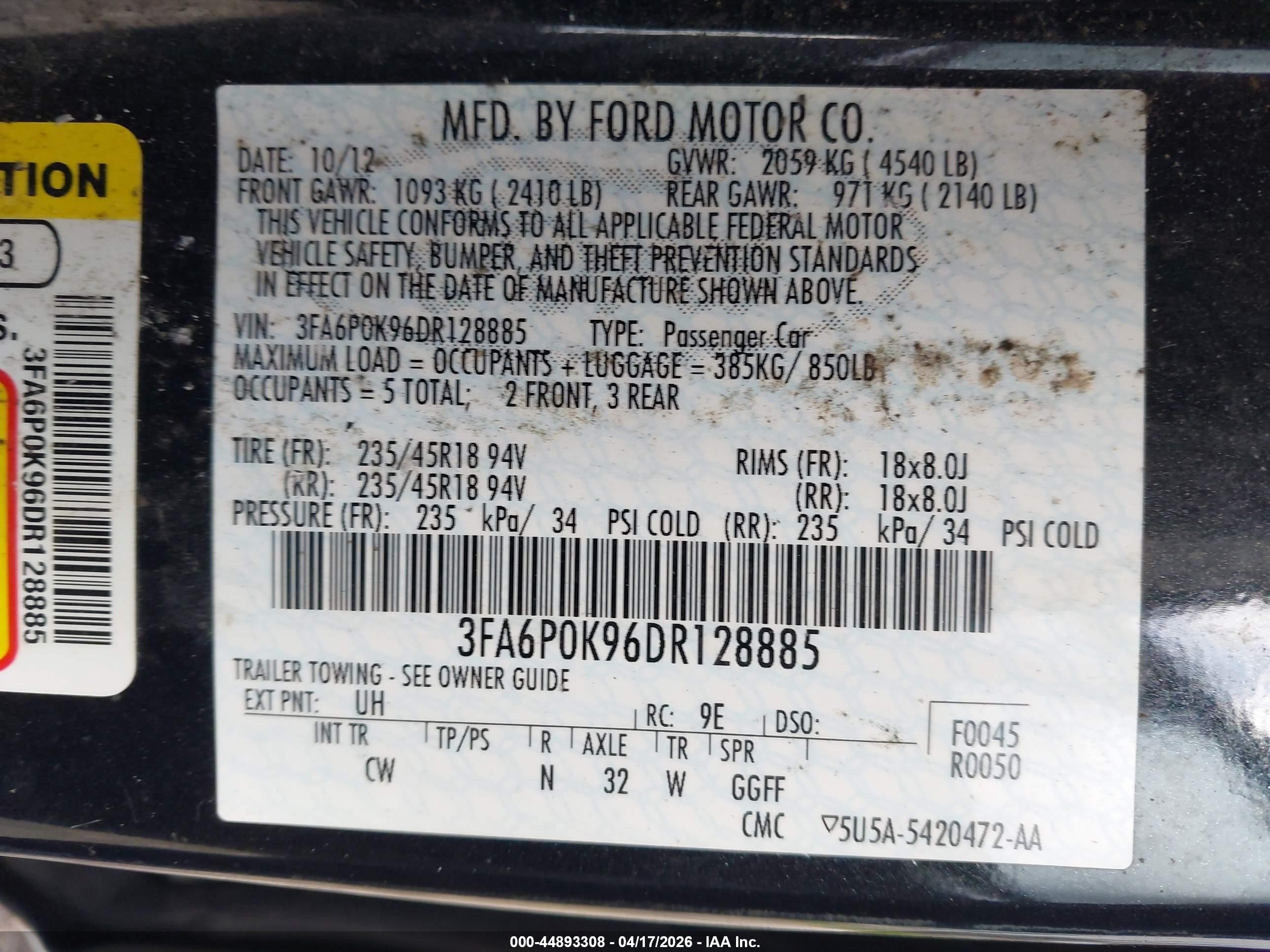 2013 Ford Fusion Titanium Черный vin: 3FA6P0K96DR128885