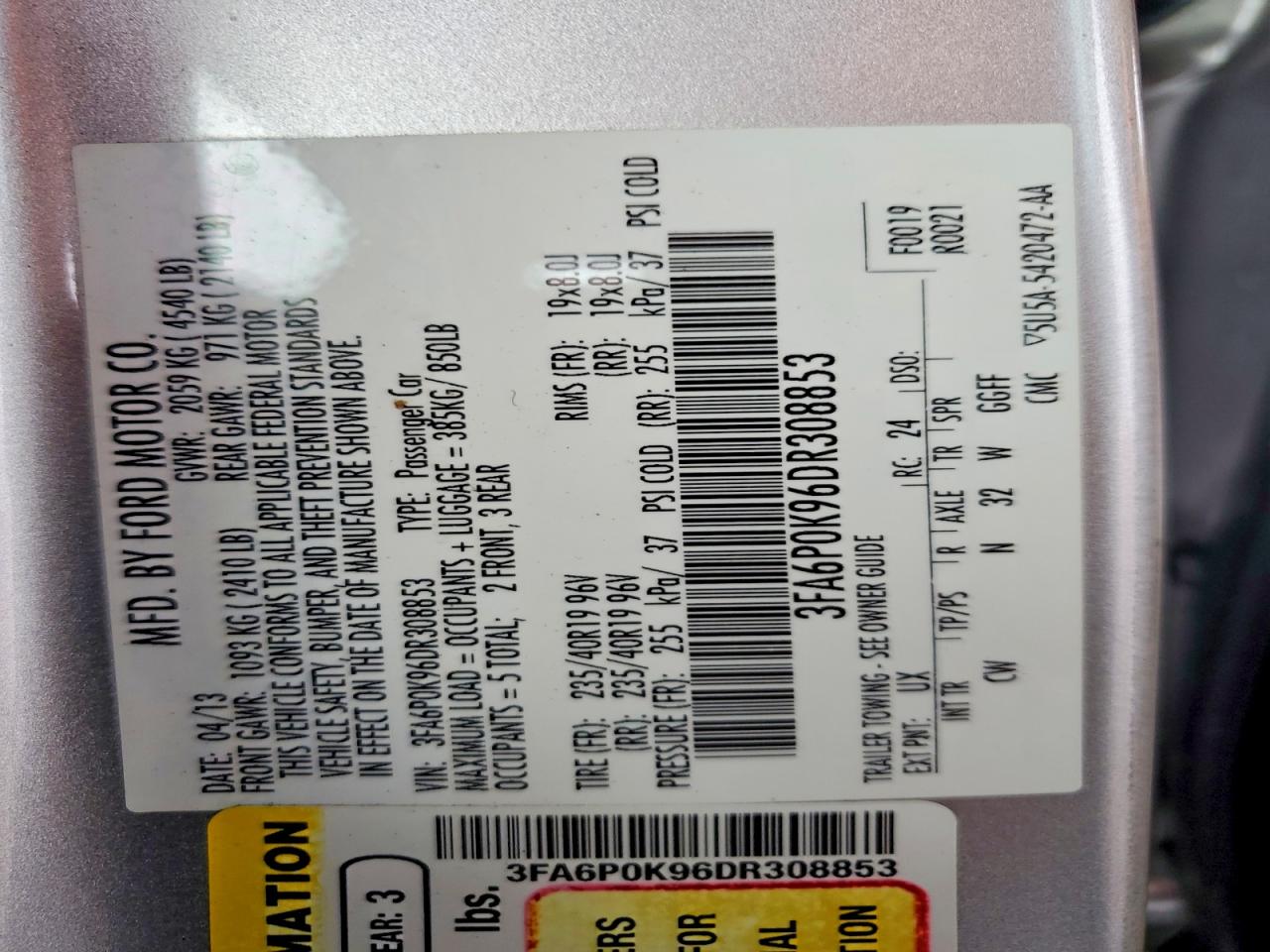 2013 Ford Fusion Titanium Серебряный vin: 3FA6P0K96DR308853