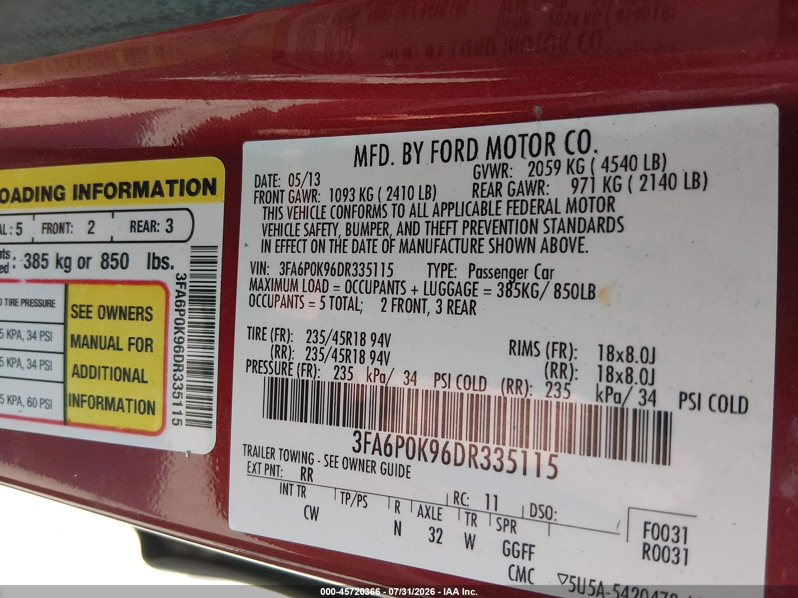 2013 Ford Fusion Titanium Red vin: 3FA6P0K96DR335115