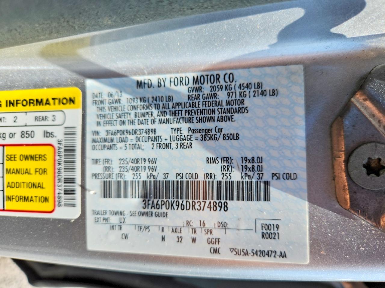 2013 Ford Fusion Titanium Silver vin: 3FA6P0K96DR374898
