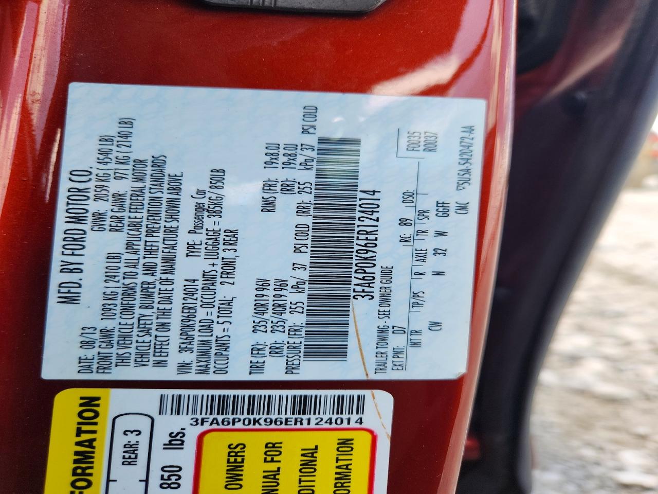 2014 Ford Fusion Titanium Red vin: 3FA6P0K96ER124014