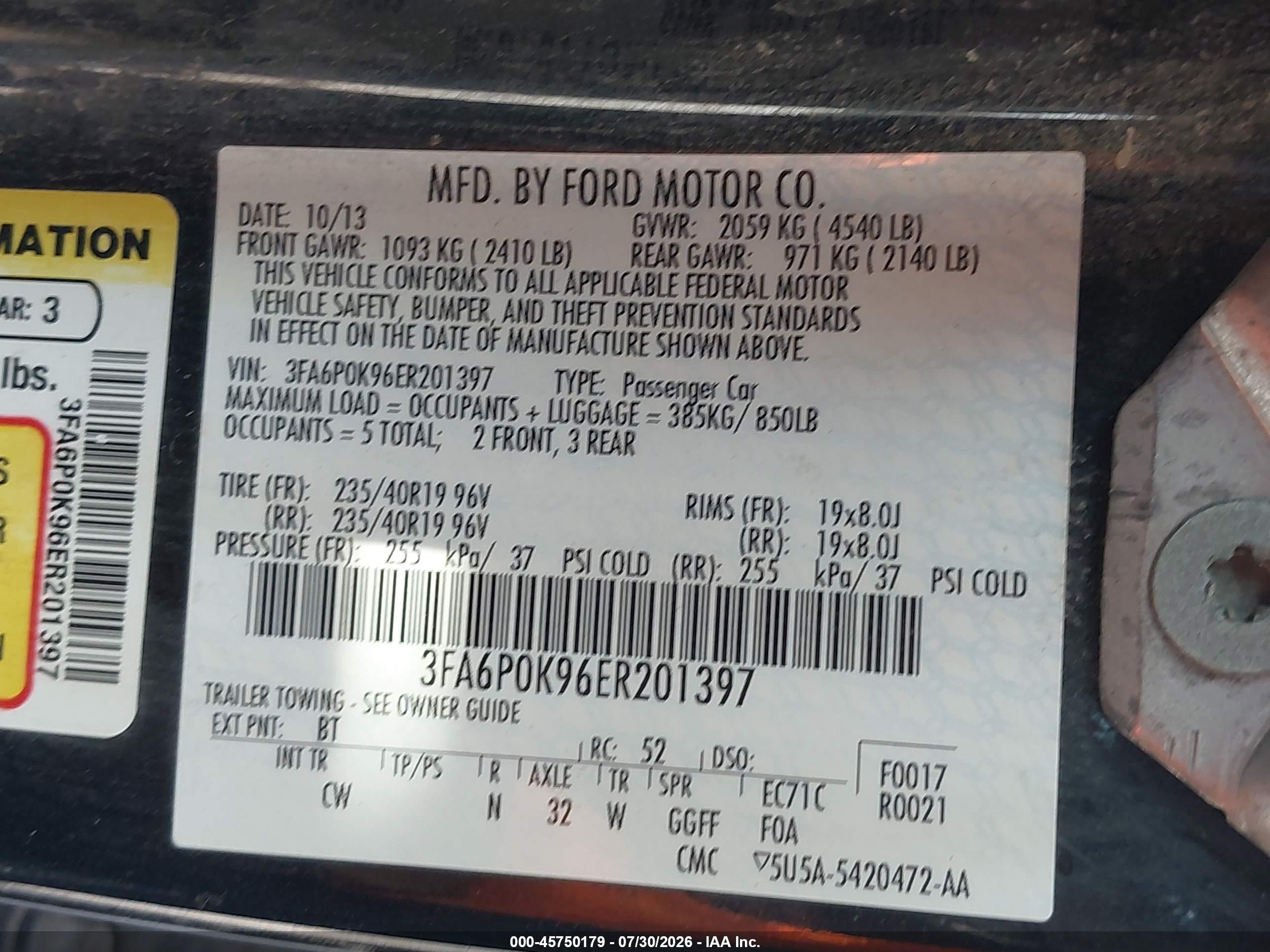 2014 Ford Fusion Titanium Black vin: 3FA6P0K96ER201397