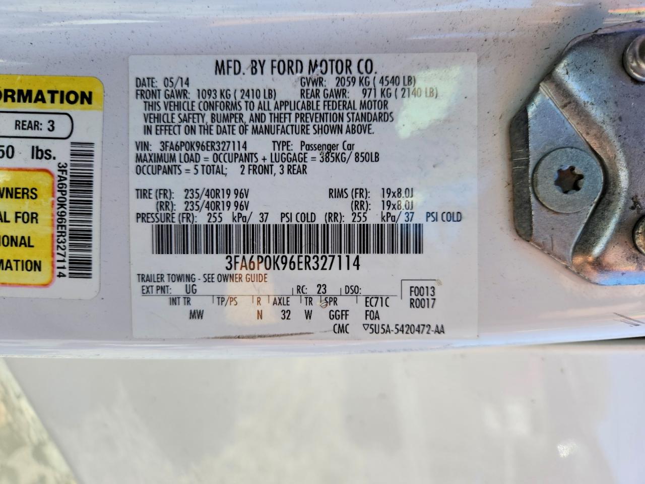 2014 Ford Fusion Titanium Белый vin: 3FA6P0K96ER327114