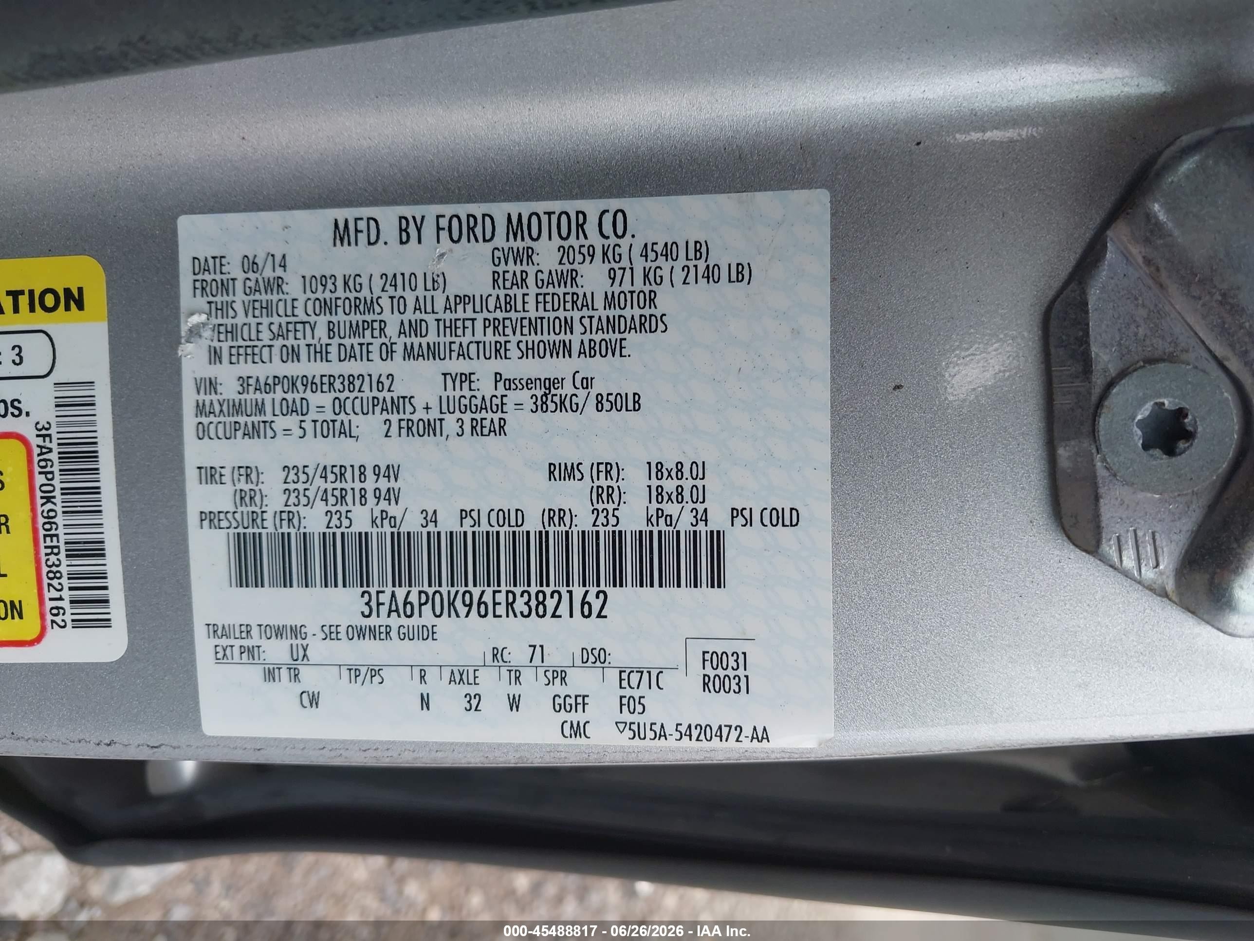 2014 Ford Fusion Titanium Silver vin: 3FA6P0K96ER382162