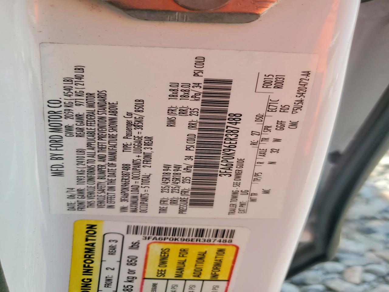 2014 Ford Fusion Titanium Белый vin: 3FA6P0K96ER387488