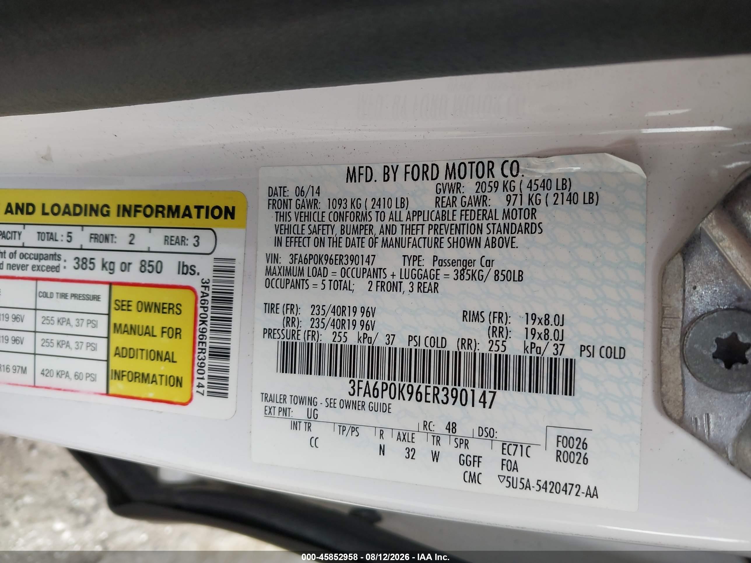 2014 Ford Fusion Titanium Белый vin: 3FA6P0K96ER390147