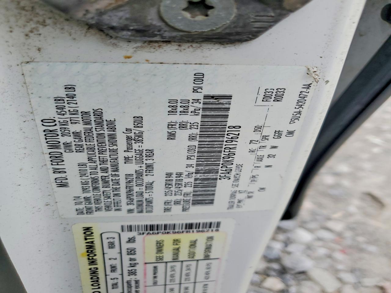 2015 Ford Fusion Titanium White vin: 3FA6P0K96FR196218