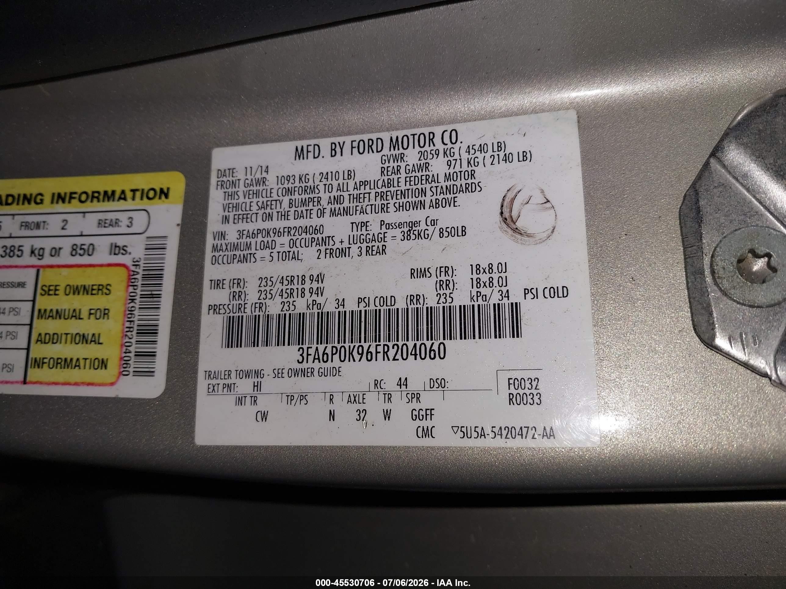 2015 Ford Fusion Titanium Gold vin: 3FA6P0K96FR204060