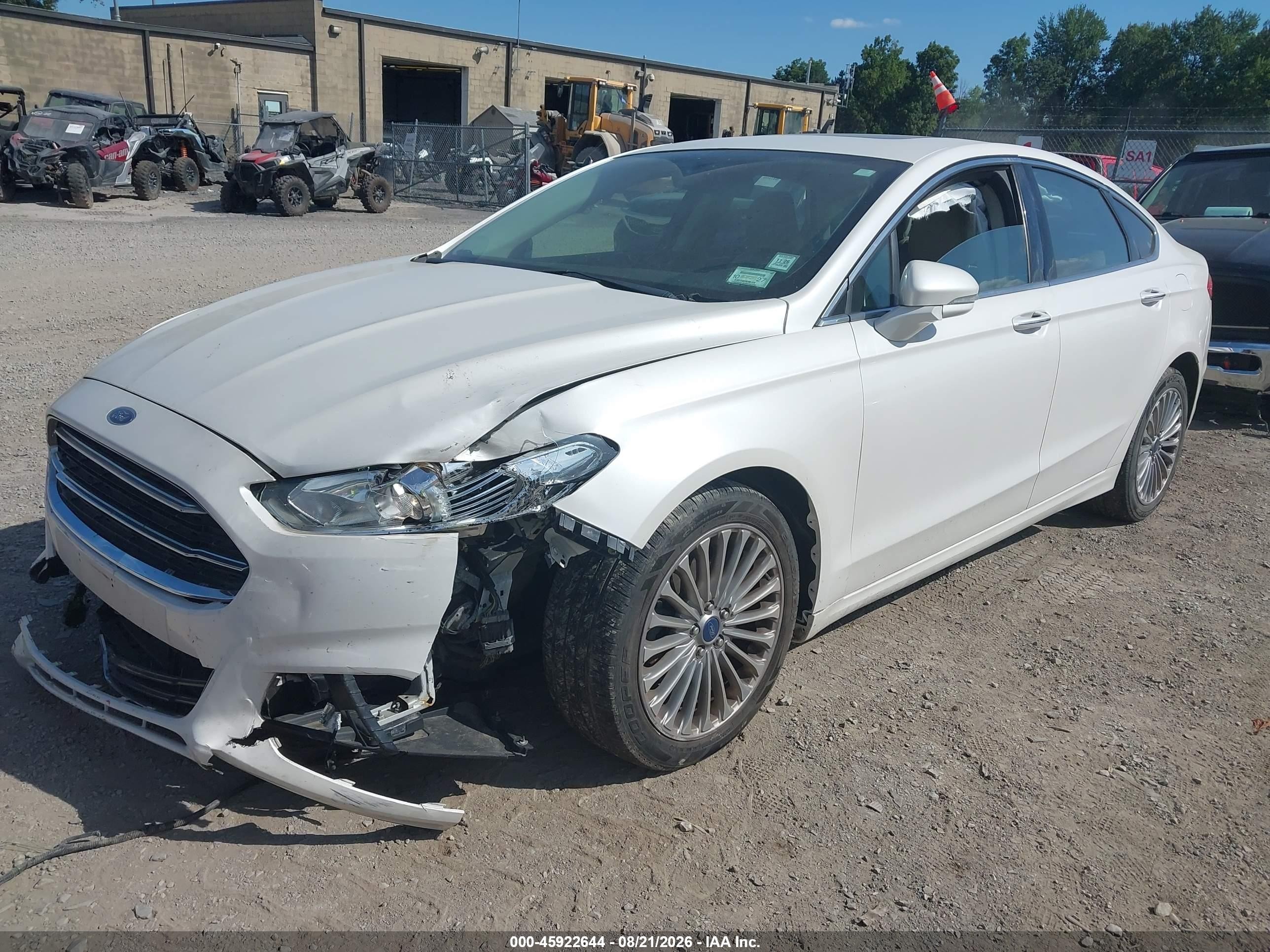 2015 Ford Fusion Titanium White vin: 3FA6P0K96FR307303