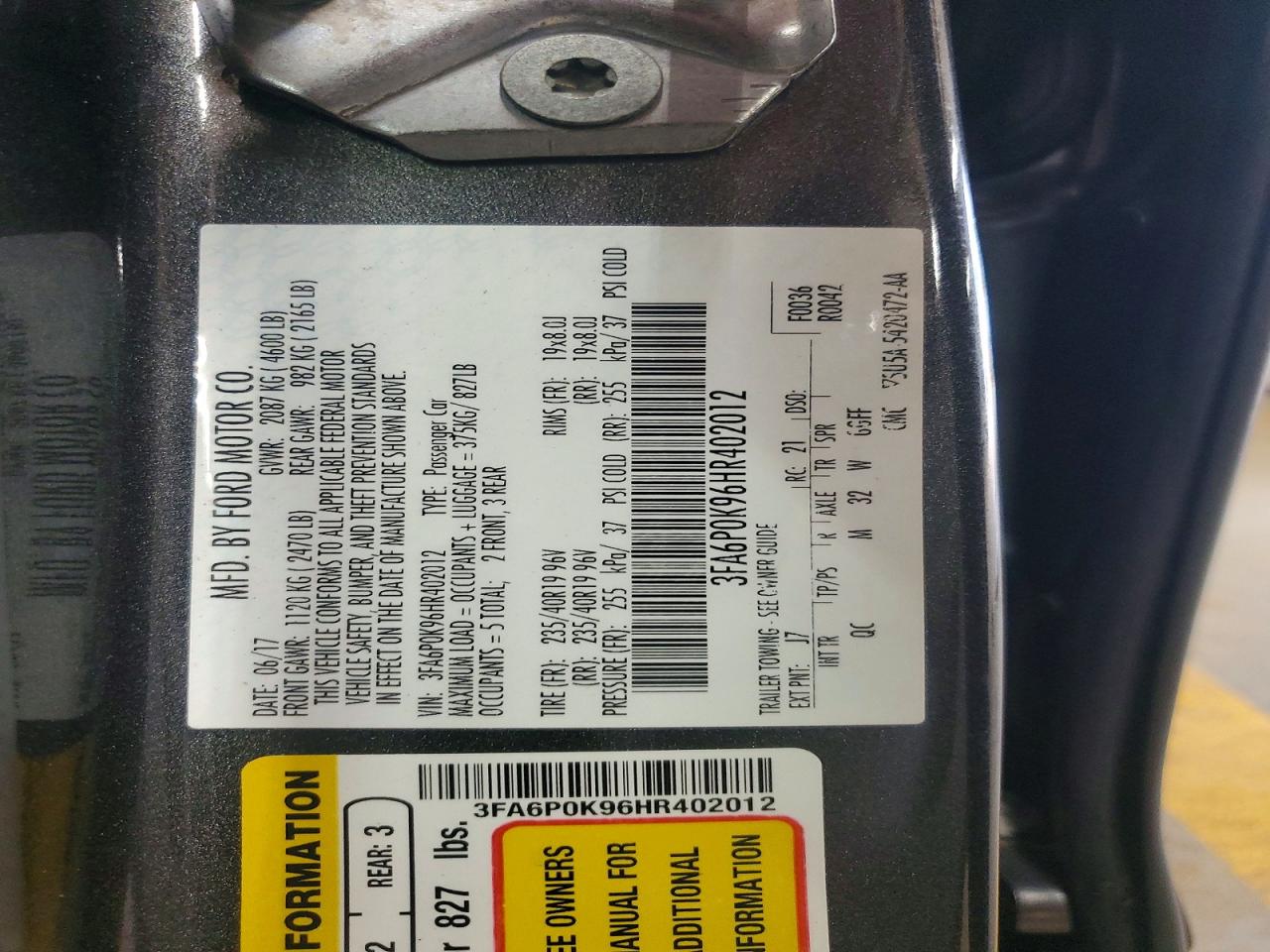 2017 Ford Fusion Titanium Gray vin: 3FA6P0K96HR402012