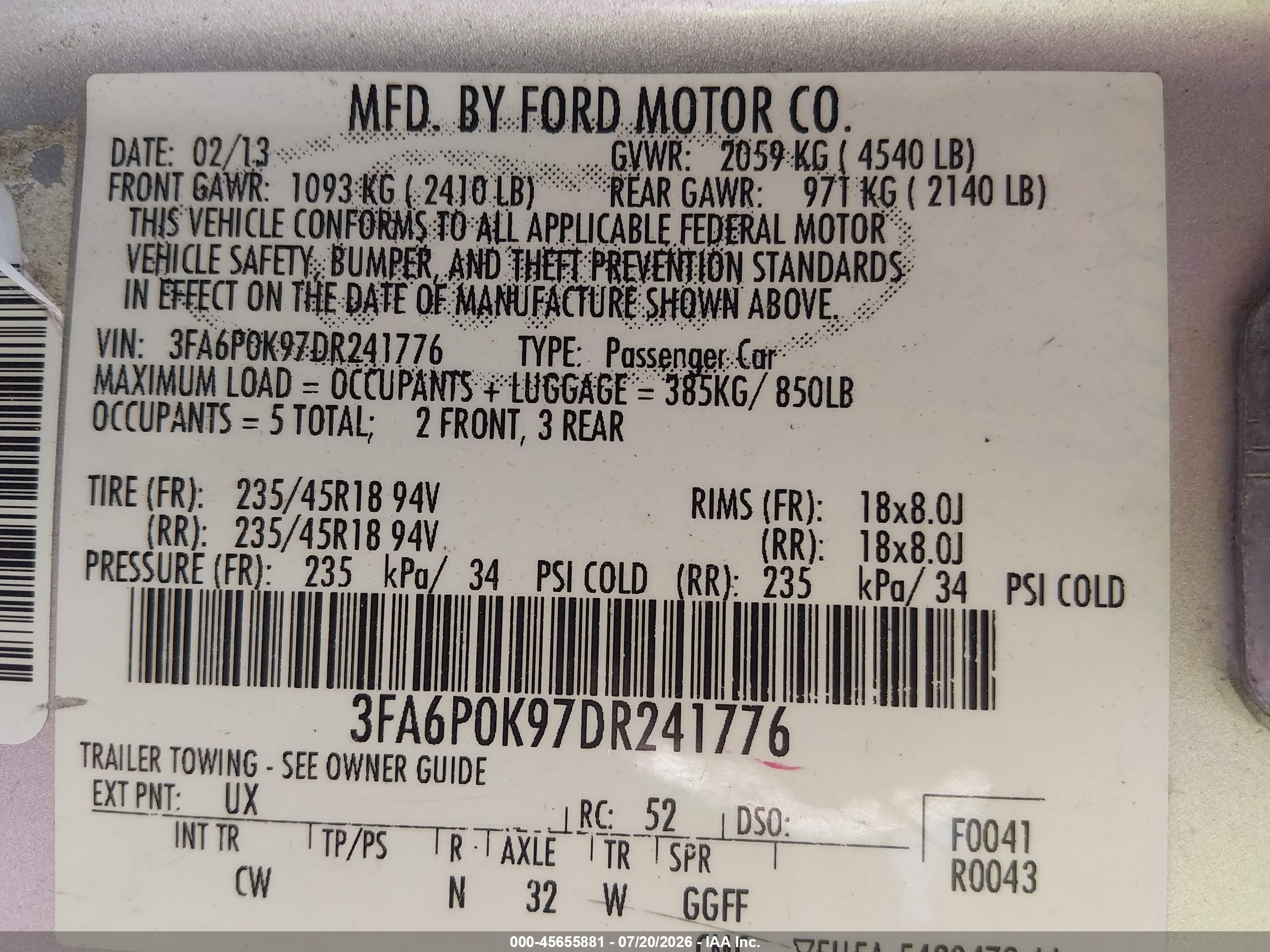 2013 Ford Fusion Titanium Silver vin: 3FA6P0K97DR241776