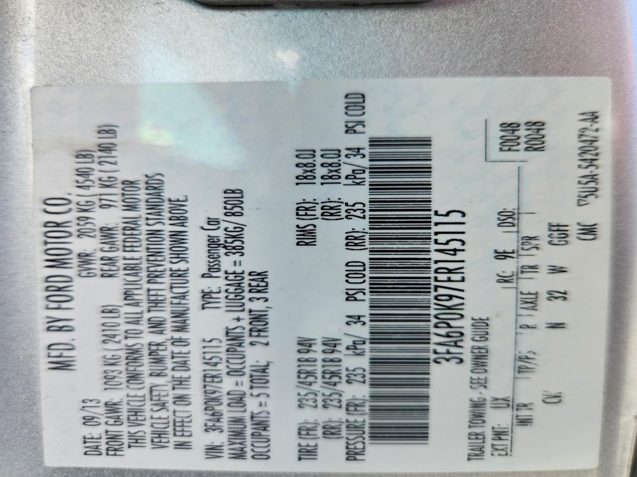 2014 Ford Fusion Titanium Silver vin: 3FA6P0K97ER145115