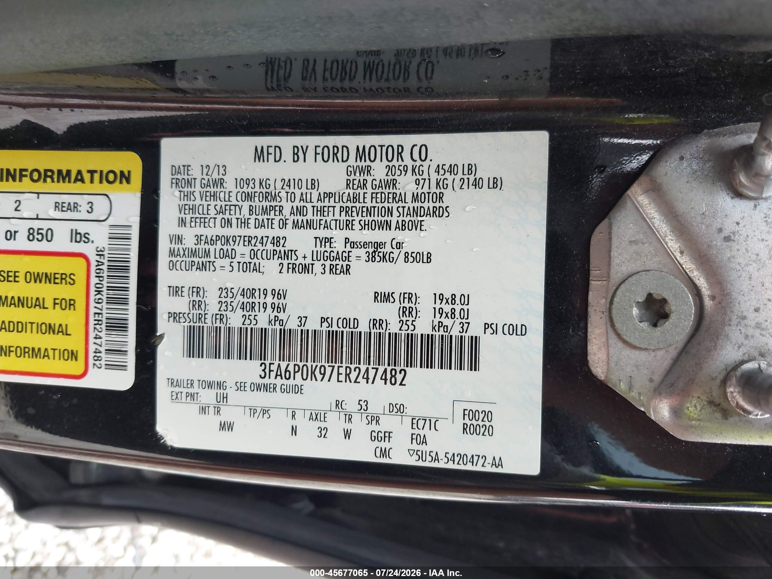 2014 Ford Fusion Titanium Черный vin: 3FA6P0K97ER247482
