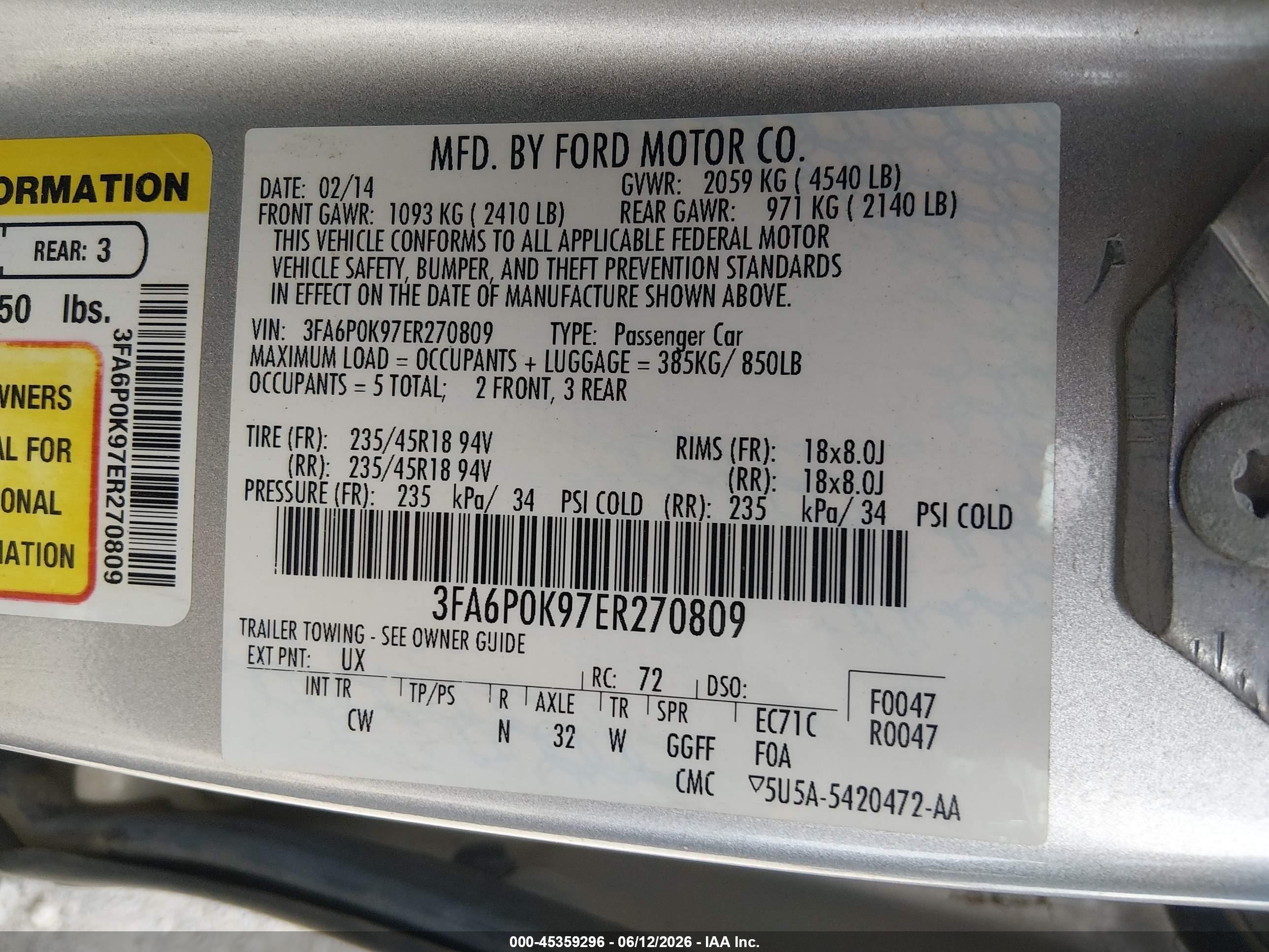 2014 Ford Fusion Titanium Silver vin: 3FA6P0K97ER270809
