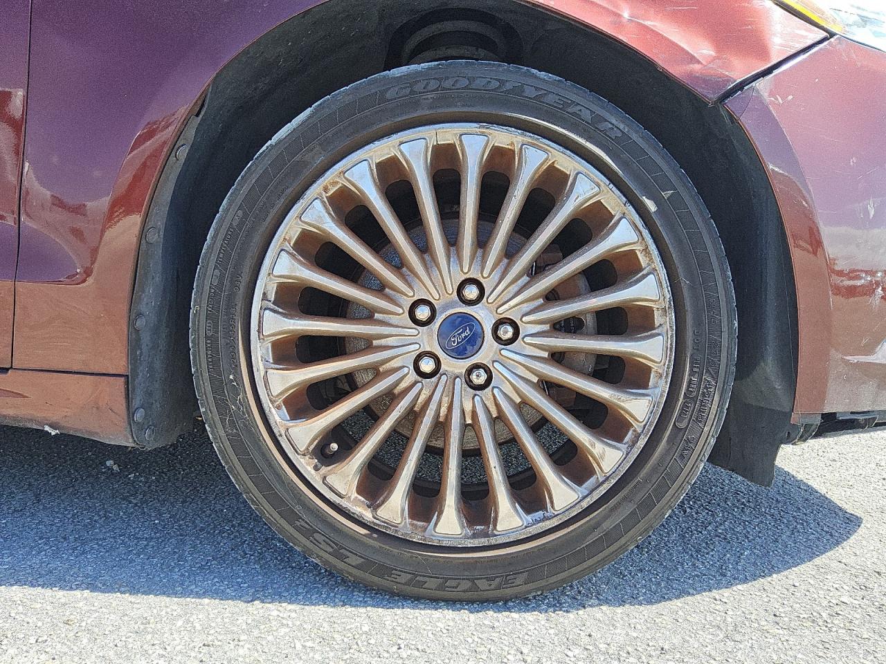 2015 Ford Fusion Titanium Brown vin: 3FA6P0K97FR269466 Damage: Right Front Wheel, Curb Rash, > 12 Inches