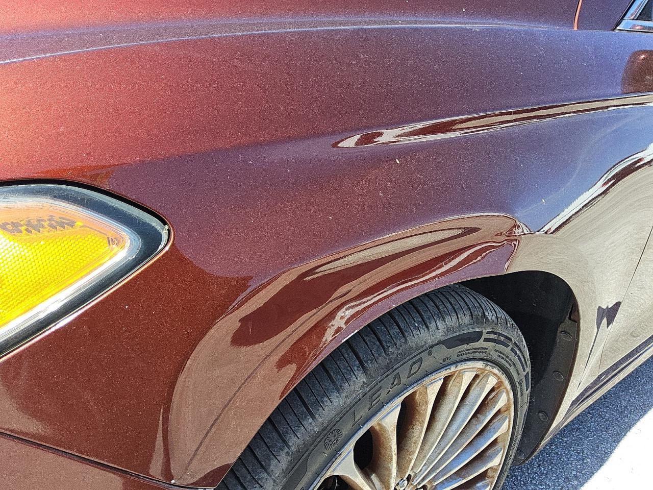2015 Ford Fusion Titanium Brown vin: 3FA6P0K97FR269466 Damage: Left Front Fender, Dent(S) W/ Paint Dmg, > 12 Inches