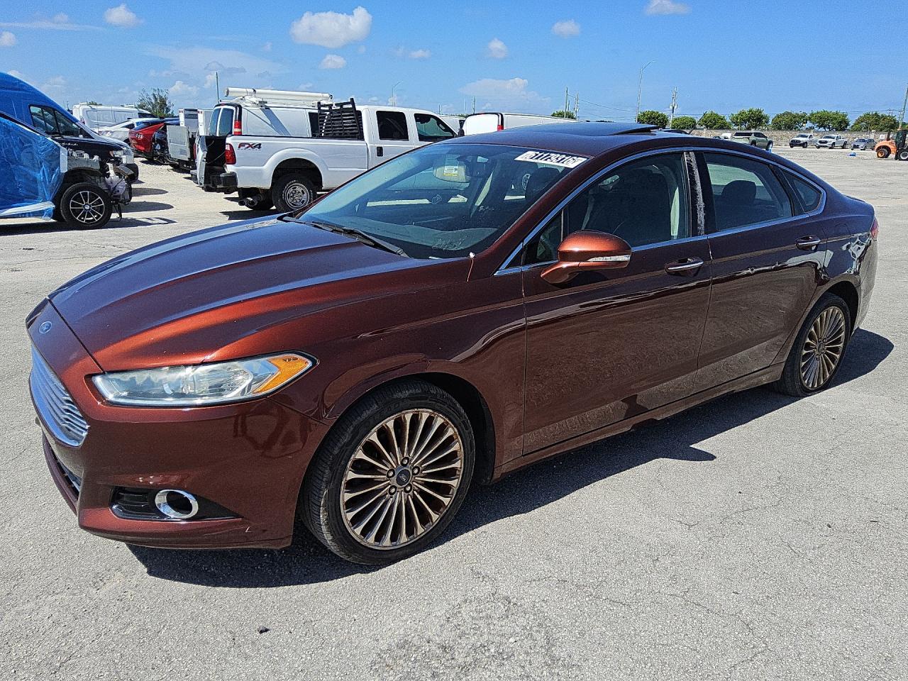 2015 Ford Fusion Titanium Brown vin: 3FA6P0K97FR269466 Damage: Sun Roof, Inoperable, Repair Required