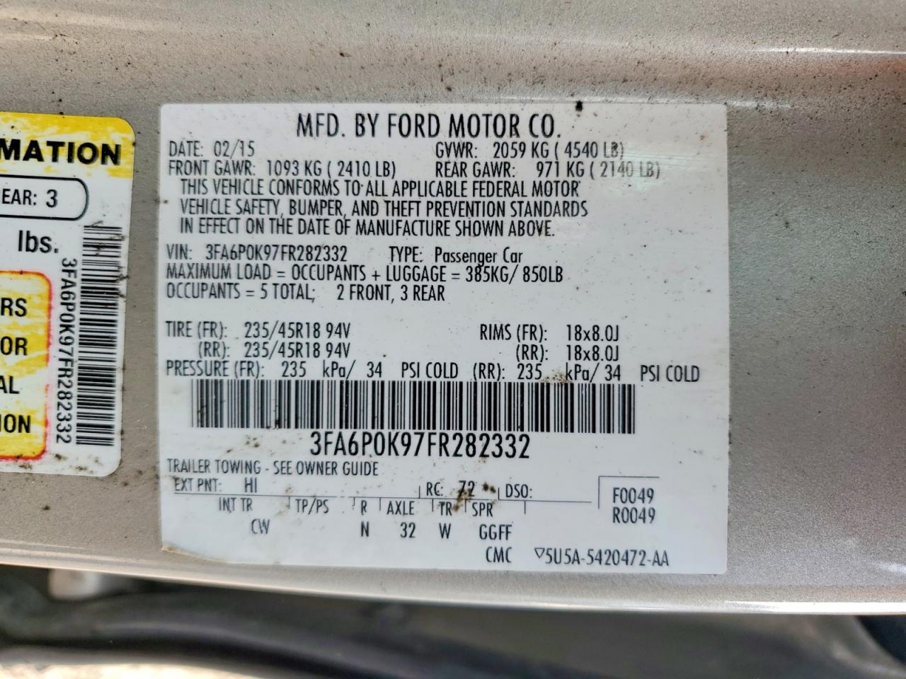 2015 Ford Fusion Titanium Бежевый vin: 3FA6P0K97FR282332