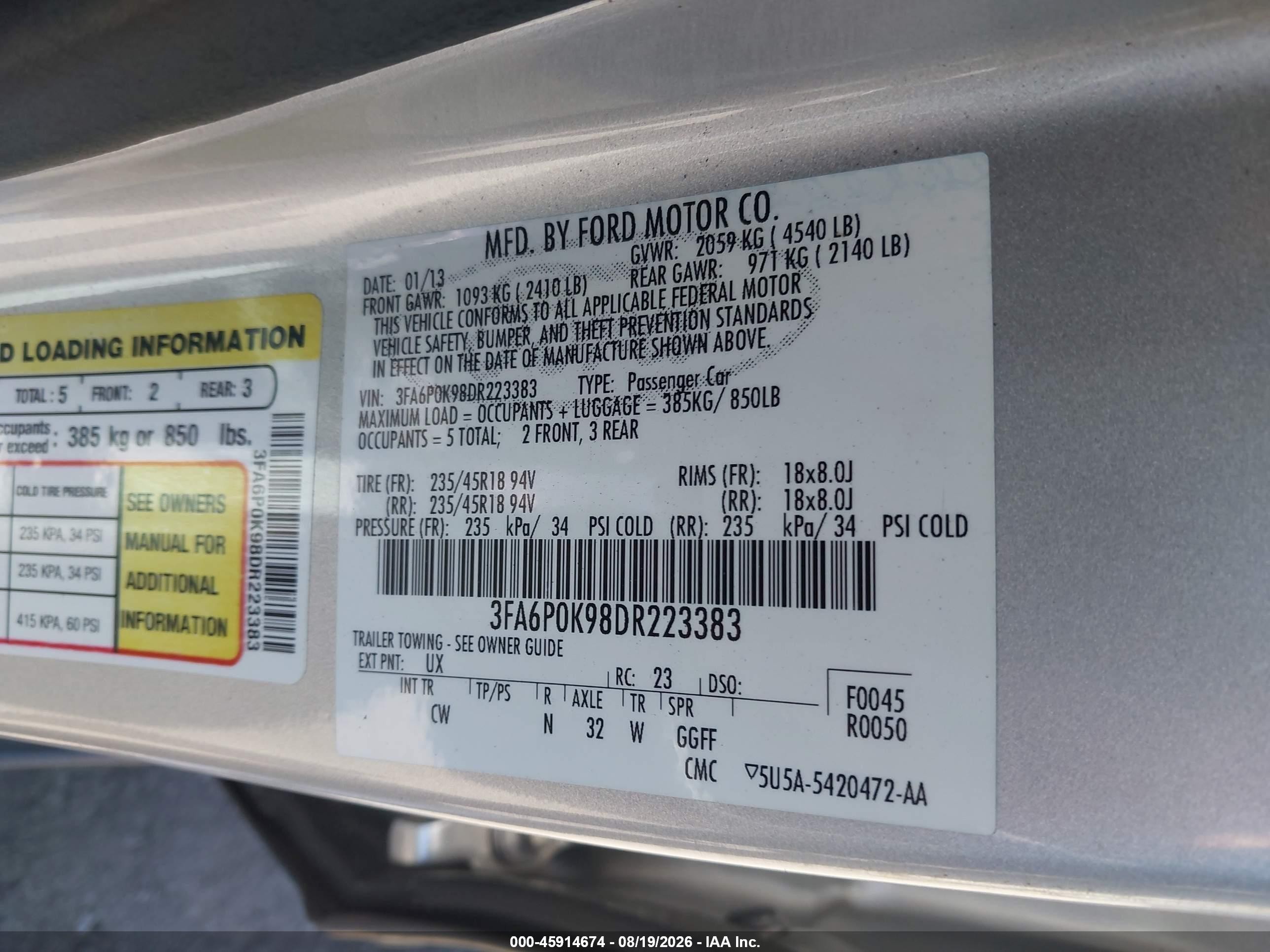 2013 Ford Fusion Titanium Silver vin: 3FA6P0K98DR223383