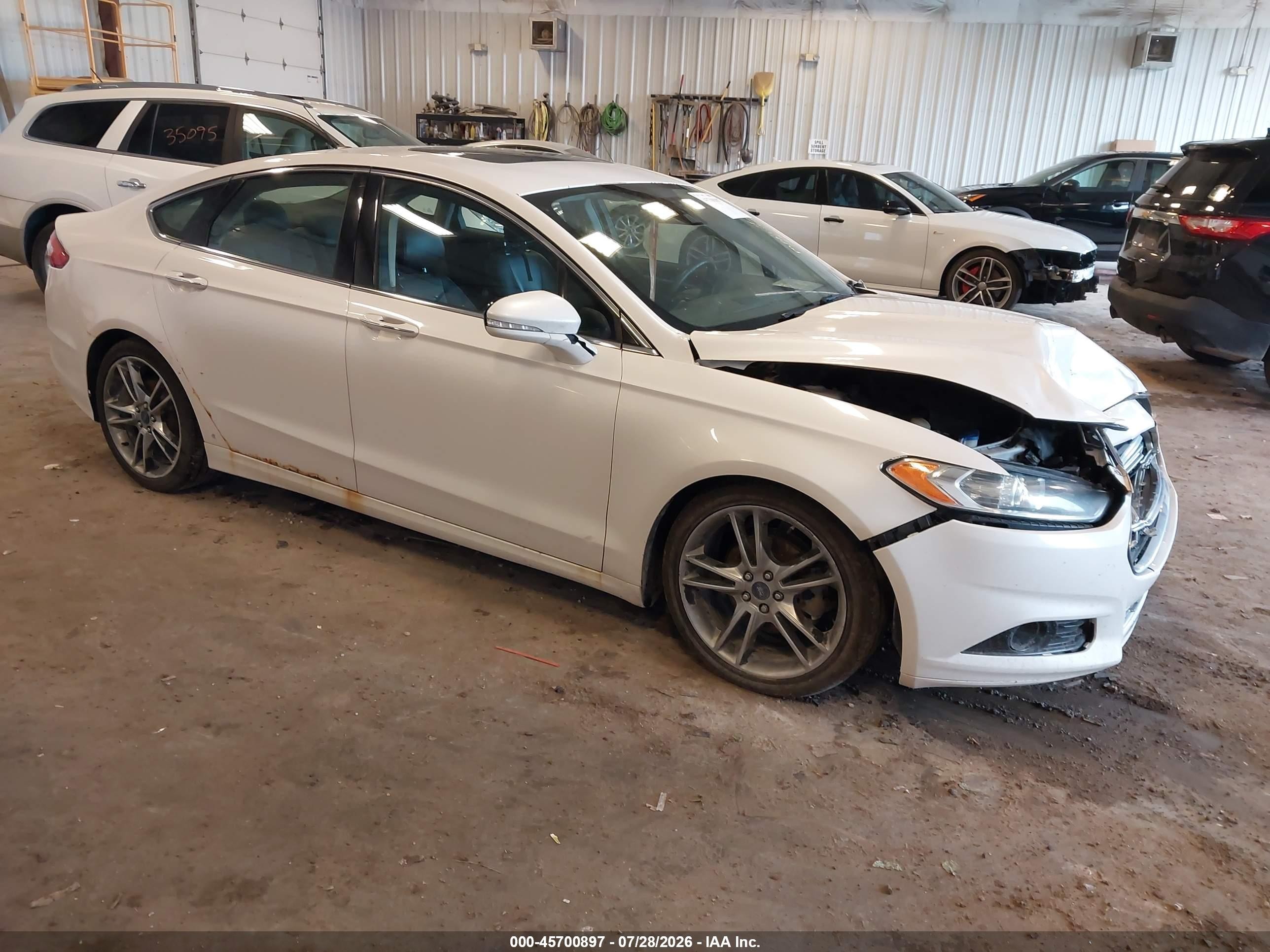 2013 Ford Fusion Titanium White vin: 3FA6P0K98DR322298