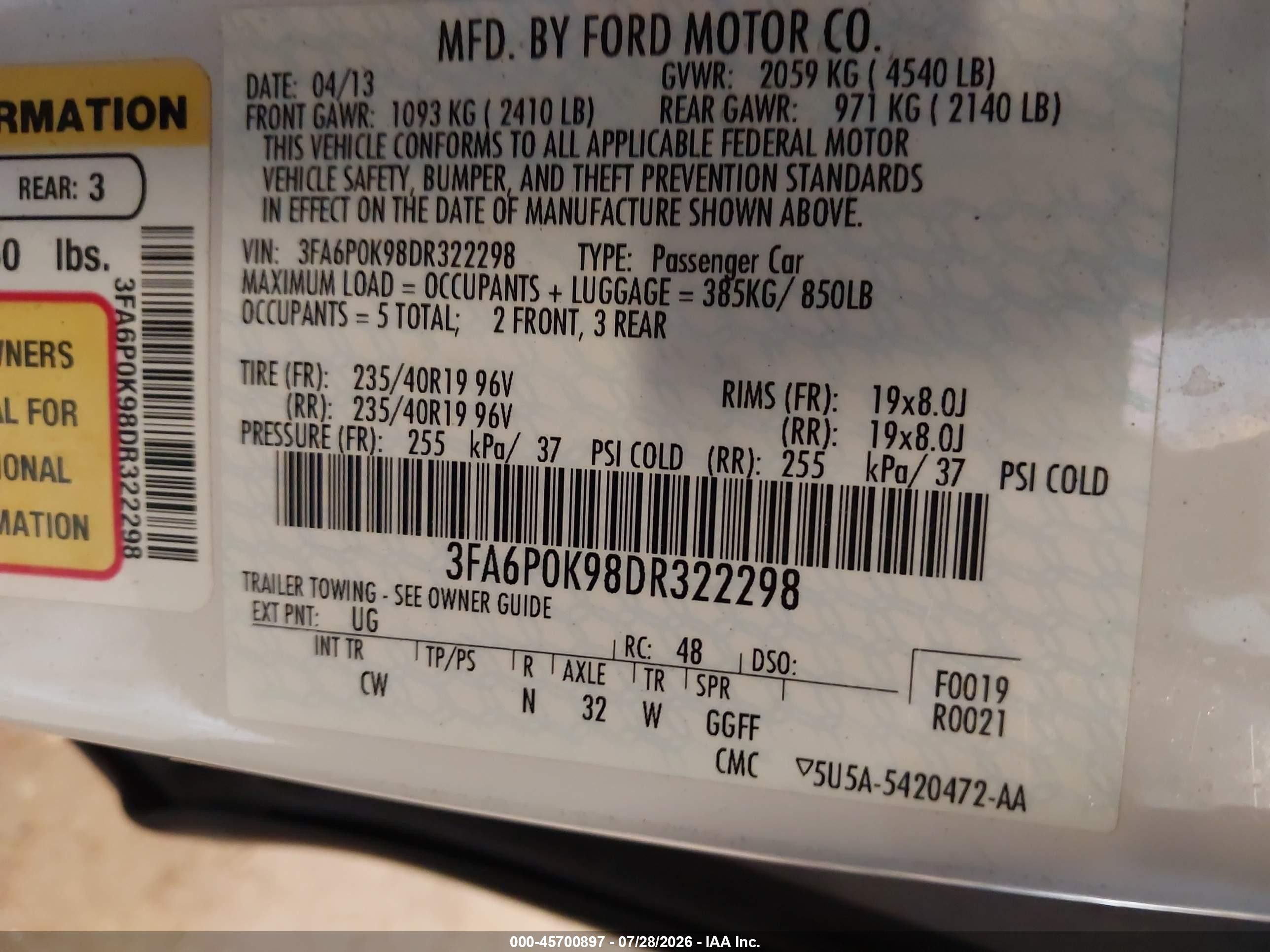 2013 Ford Fusion Titanium Белый vin: 3FA6P0K98DR322298