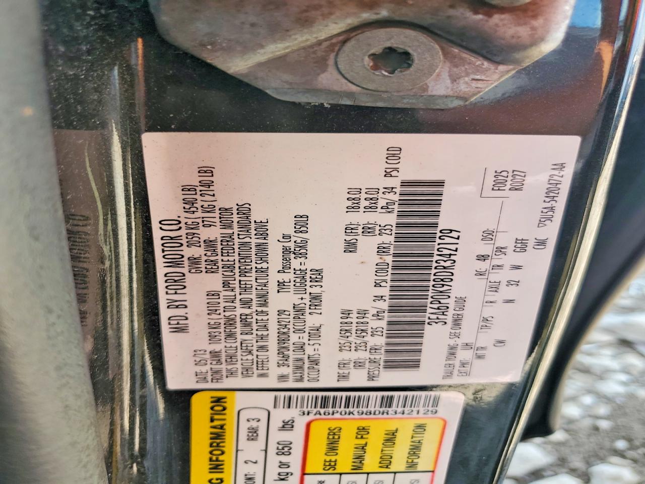 2013 Ford Fusion Titanium Black vin: 3FA6P0K98DR342129