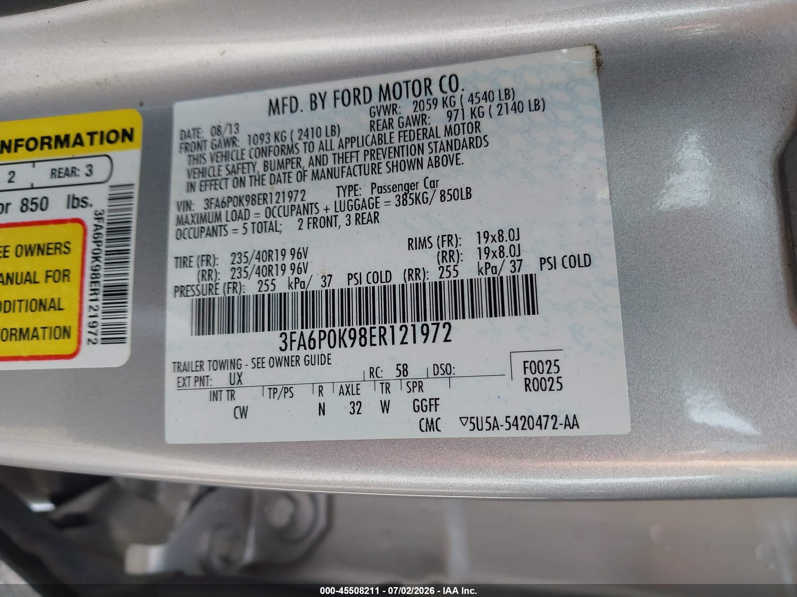 2014 Ford Fusion Titanium Серебряный vin: 3FA6P0K98ER121972