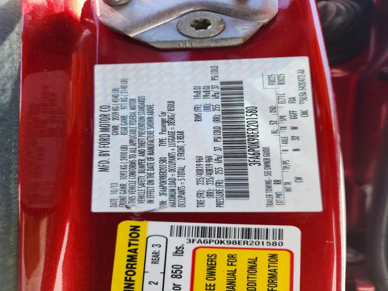 2014 Ford Fusion Titanium Red vin: 3FA6P0K98ER201580