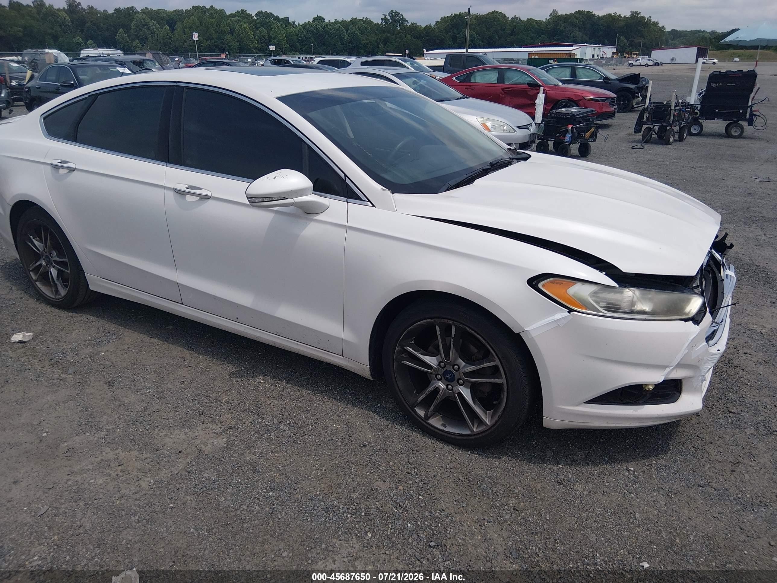 2014 Ford Fusion Titanium White vin: 3FA6P0K98ER239455