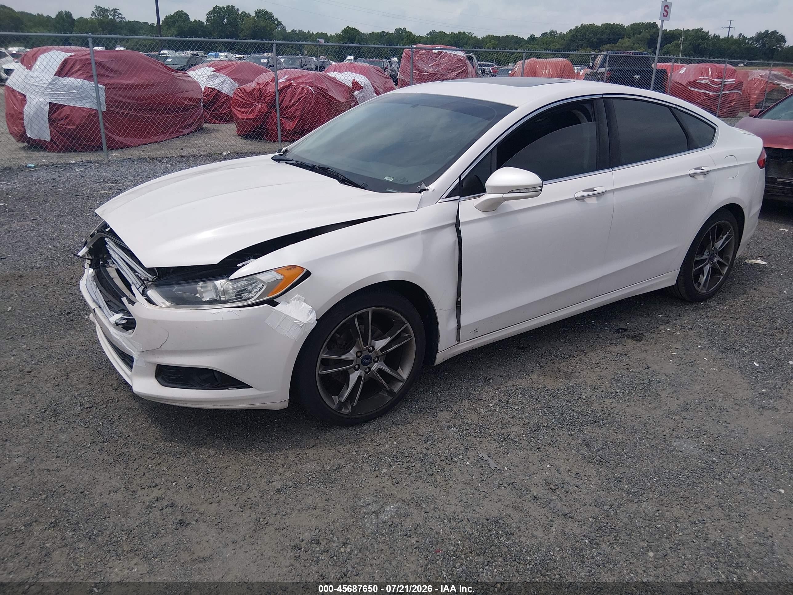 2014 Ford Fusion Titanium White vin: 3FA6P0K98ER239455