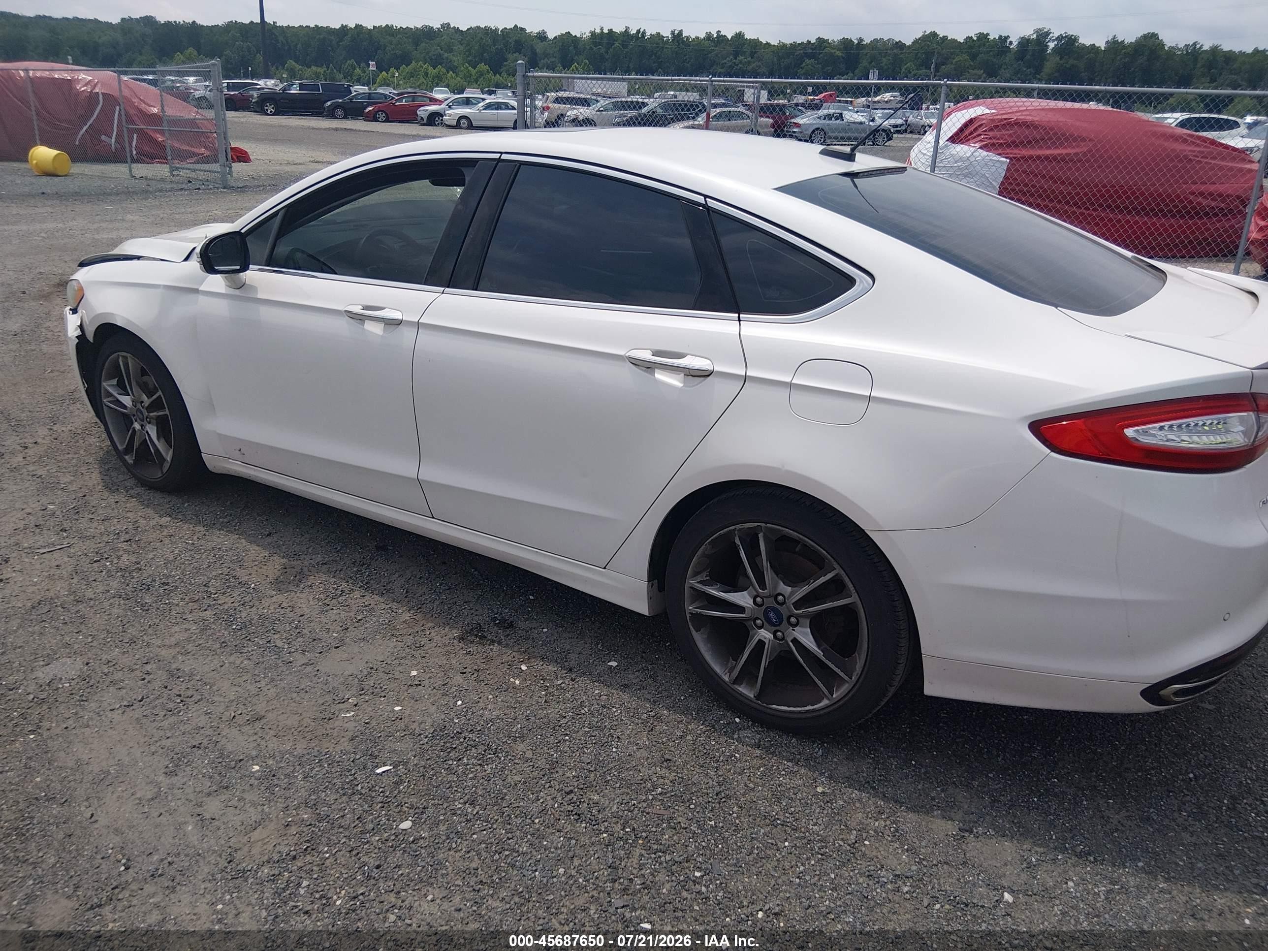2014 Ford Fusion Titanium White vin: 3FA6P0K98ER239455